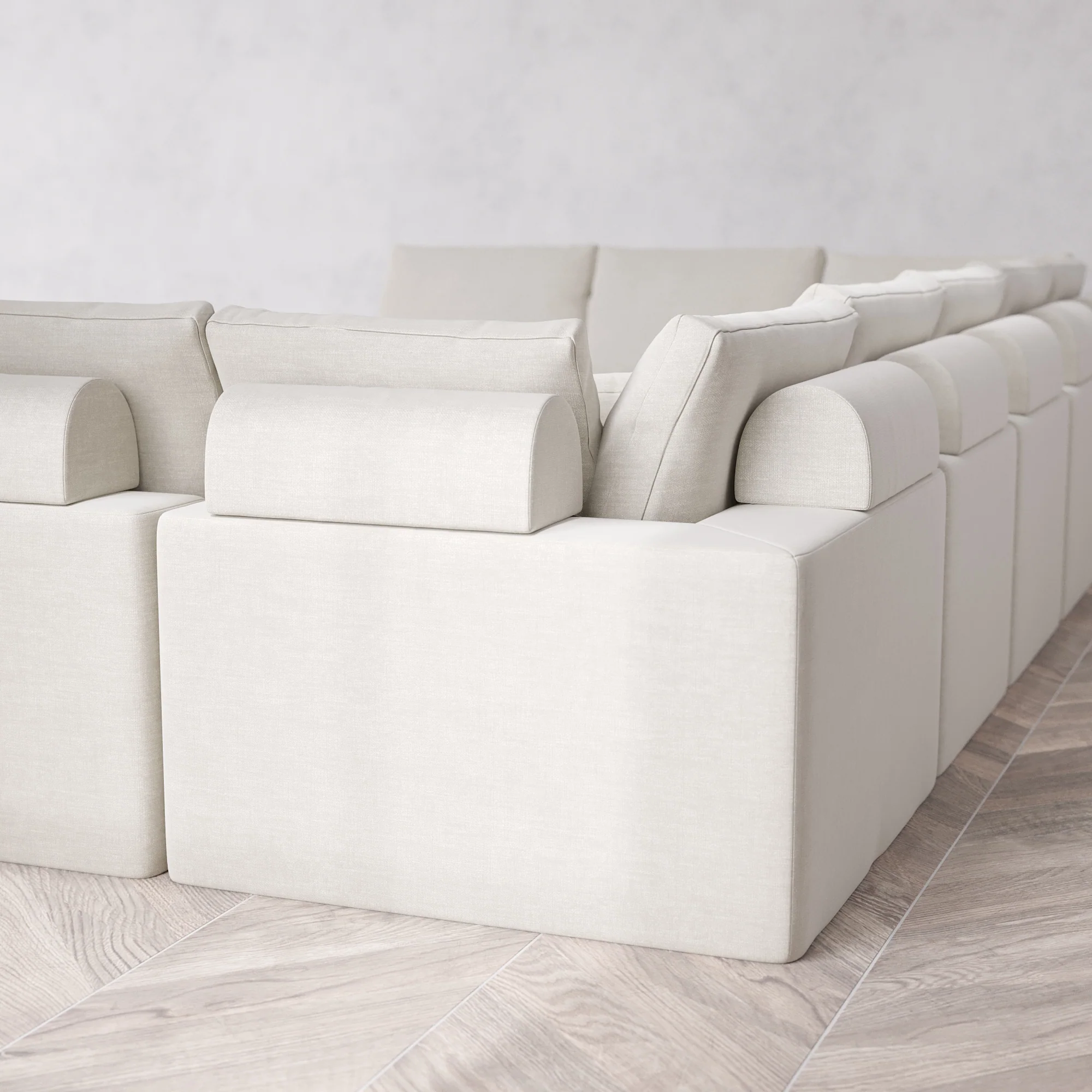 Slipcover Only - Modular Washable 11-Seater Open-Ends U Sectional Cloud + Bolster Sofa in Cashew - Image 5