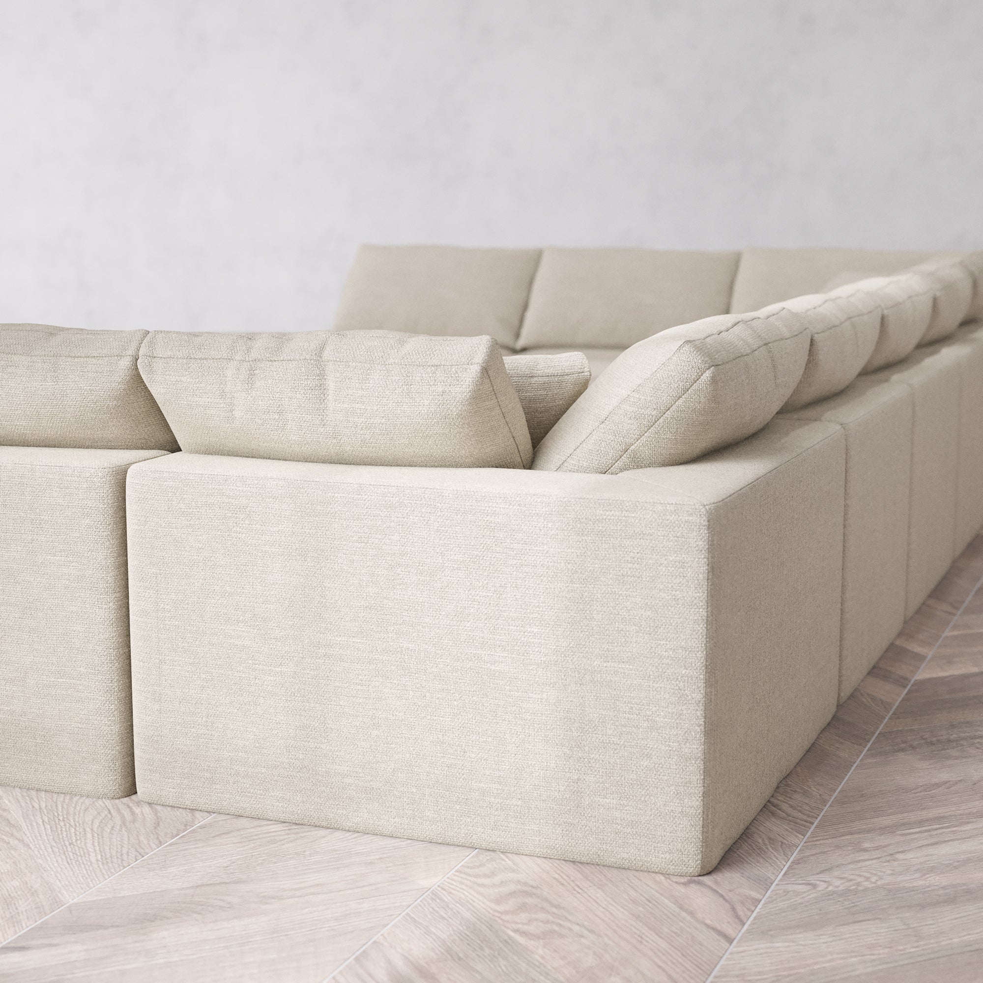 Slipcover Only - Modular Washable 11-Seater Open-Ends U Sectional Cloud Sofa in Sandstone - Image 5