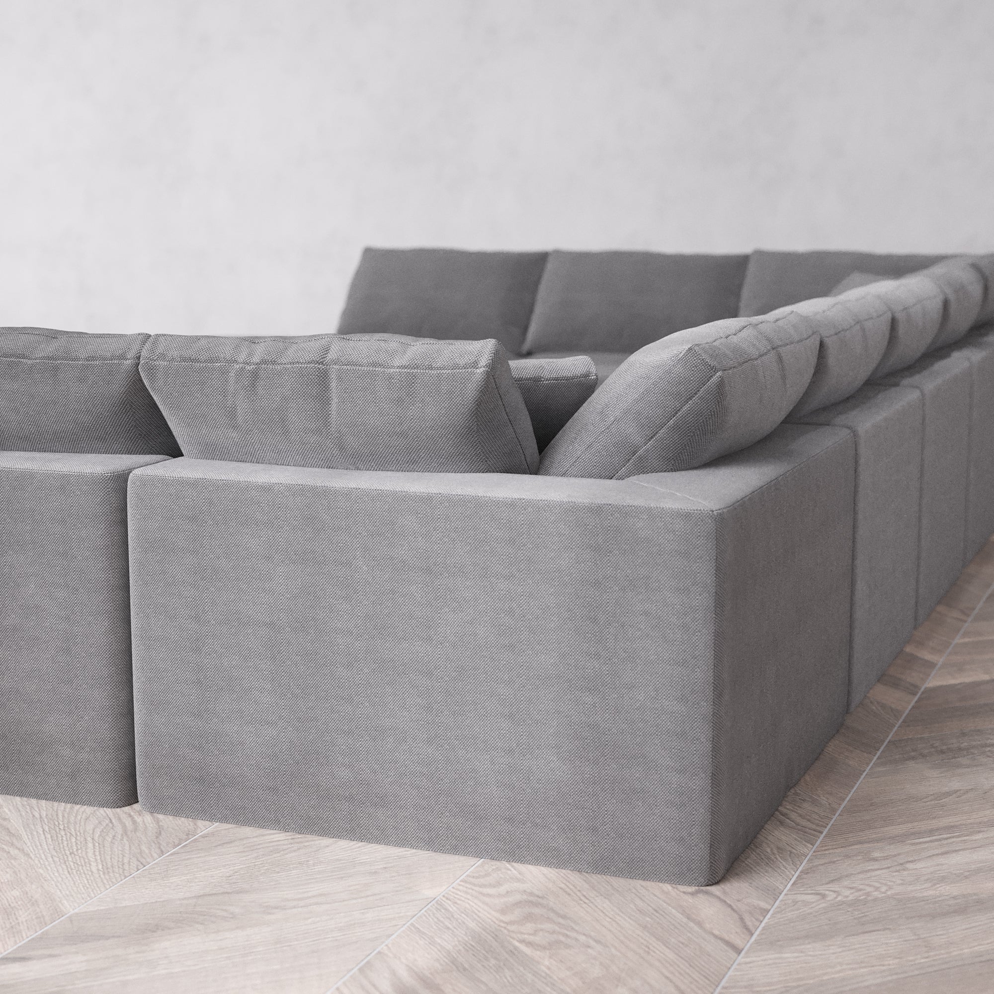 Slipcover Only - Modular Washable 11-Seater Open-Ends U Sectional Cloud Sofa in Slate - Image 5