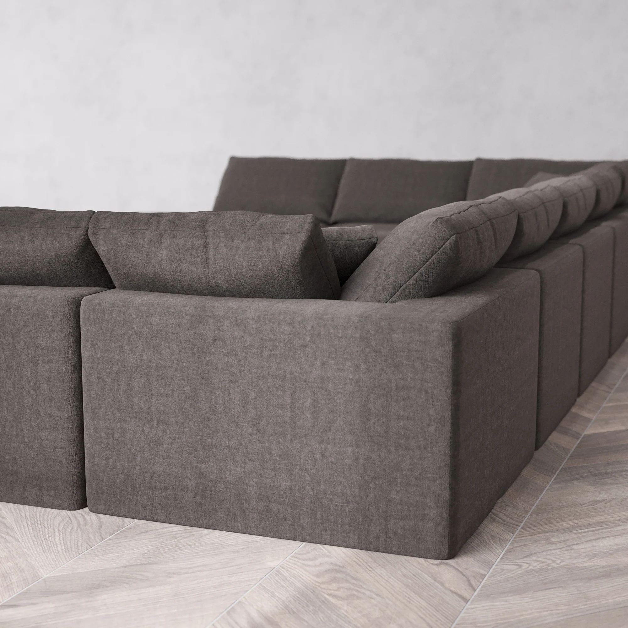 Slipcover Only - Modular Washable 11-Seater Open-Ends U Sectional Cloud Sofa in Truffle - Image 5