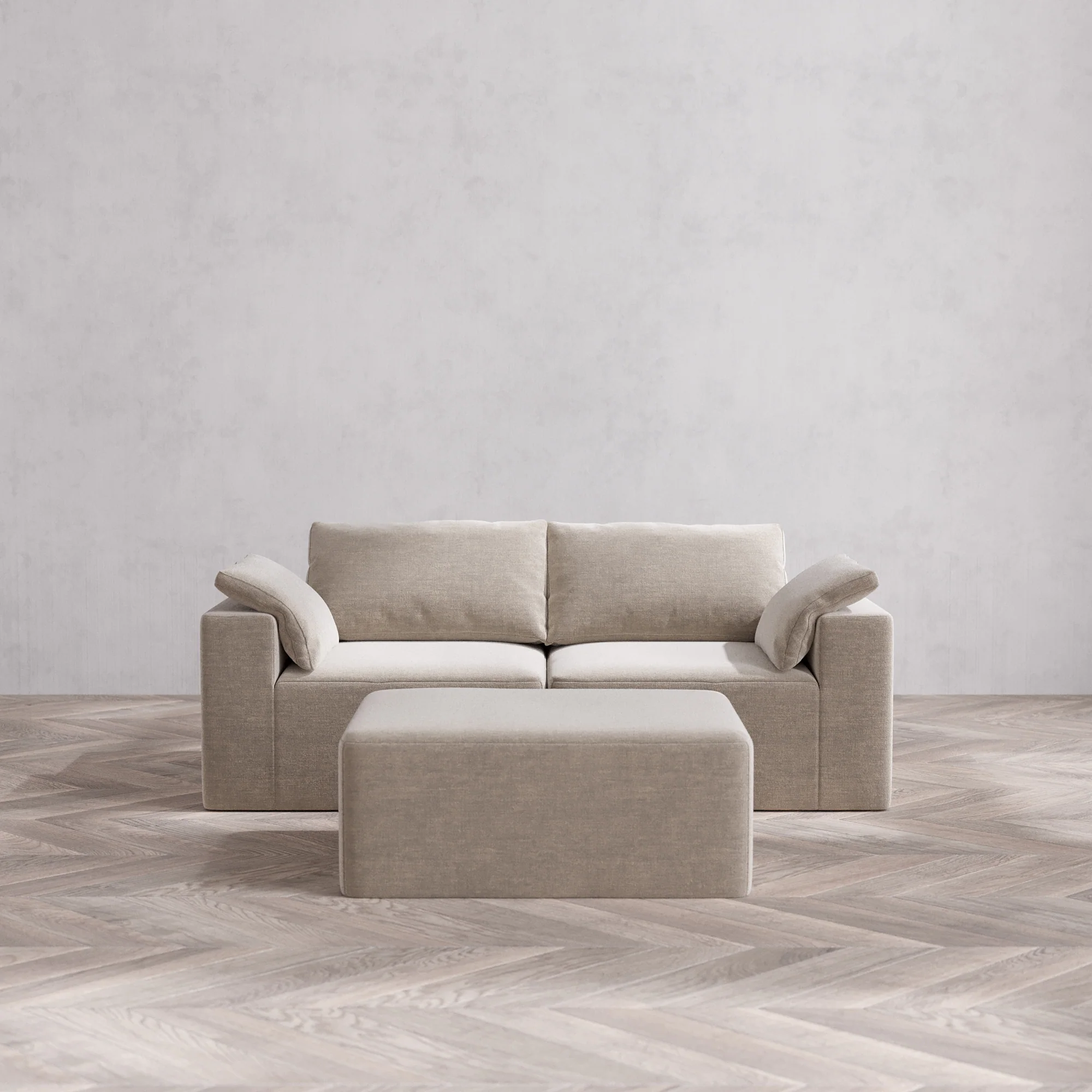 Slipcover Only - Modular Washable 2-Seater + Chaise Ottoman Cloud Sofa in Caraway