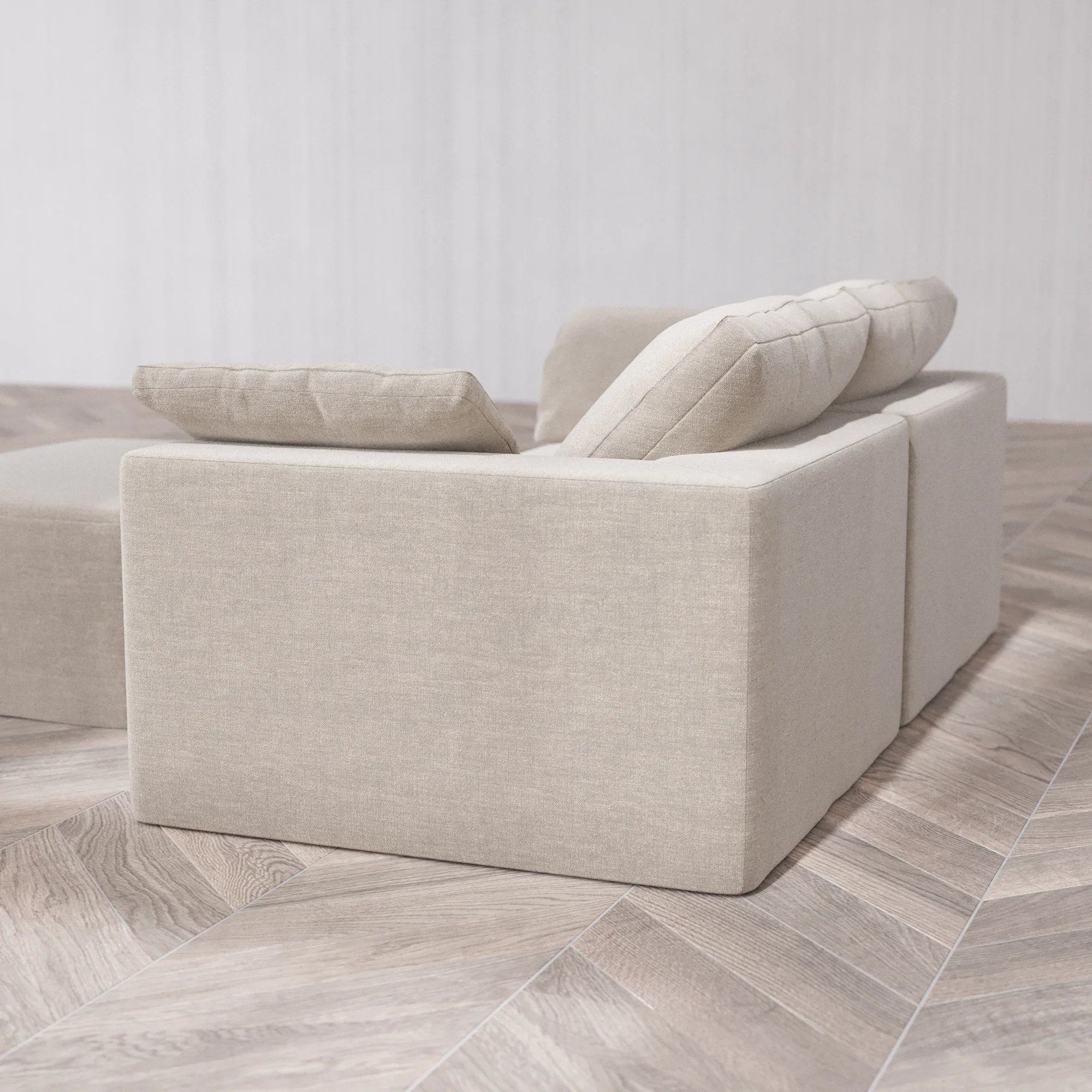 Slipcover Only - Modular Washable 2-Seater + Chaise Ottoman Cloud Sofa in Caraway - Image 5
