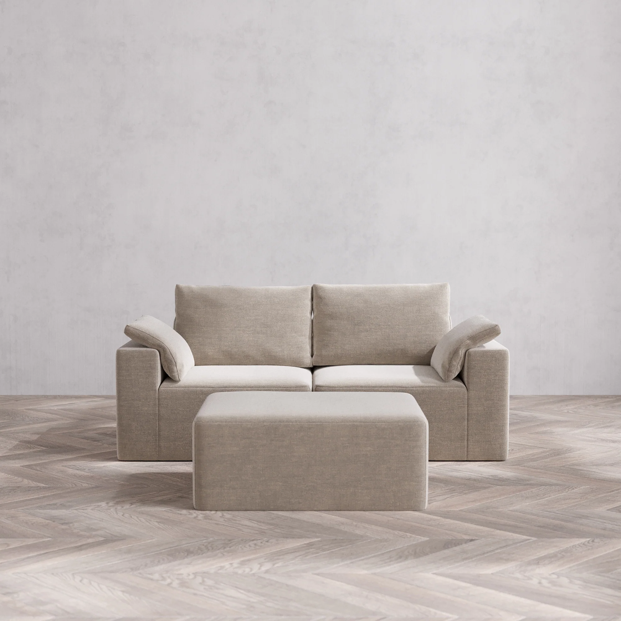 Slipcover Only - Modular Washable 2-Seater + Chaise Ottoman Cloud + Bolster Sofa in Caraway