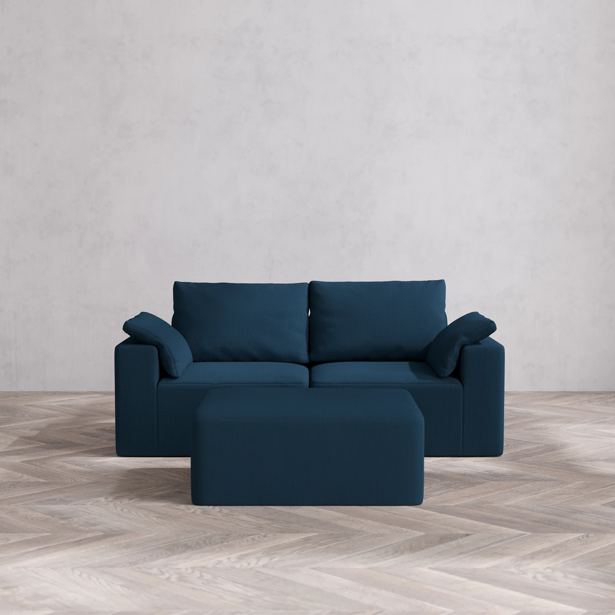 Slipcover Only - Modular Washable 2-Seater + Chaise Ottoman Cloud + Bolster Sofa in Lazuli