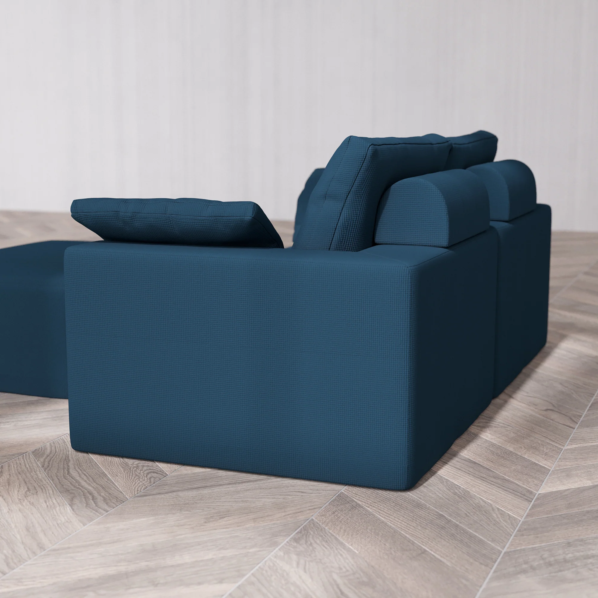 Slipcover Only - Modular Washable 2-Seater + Chaise Ottoman Cloud + Bolster Sofa in Lazuli - Image 5