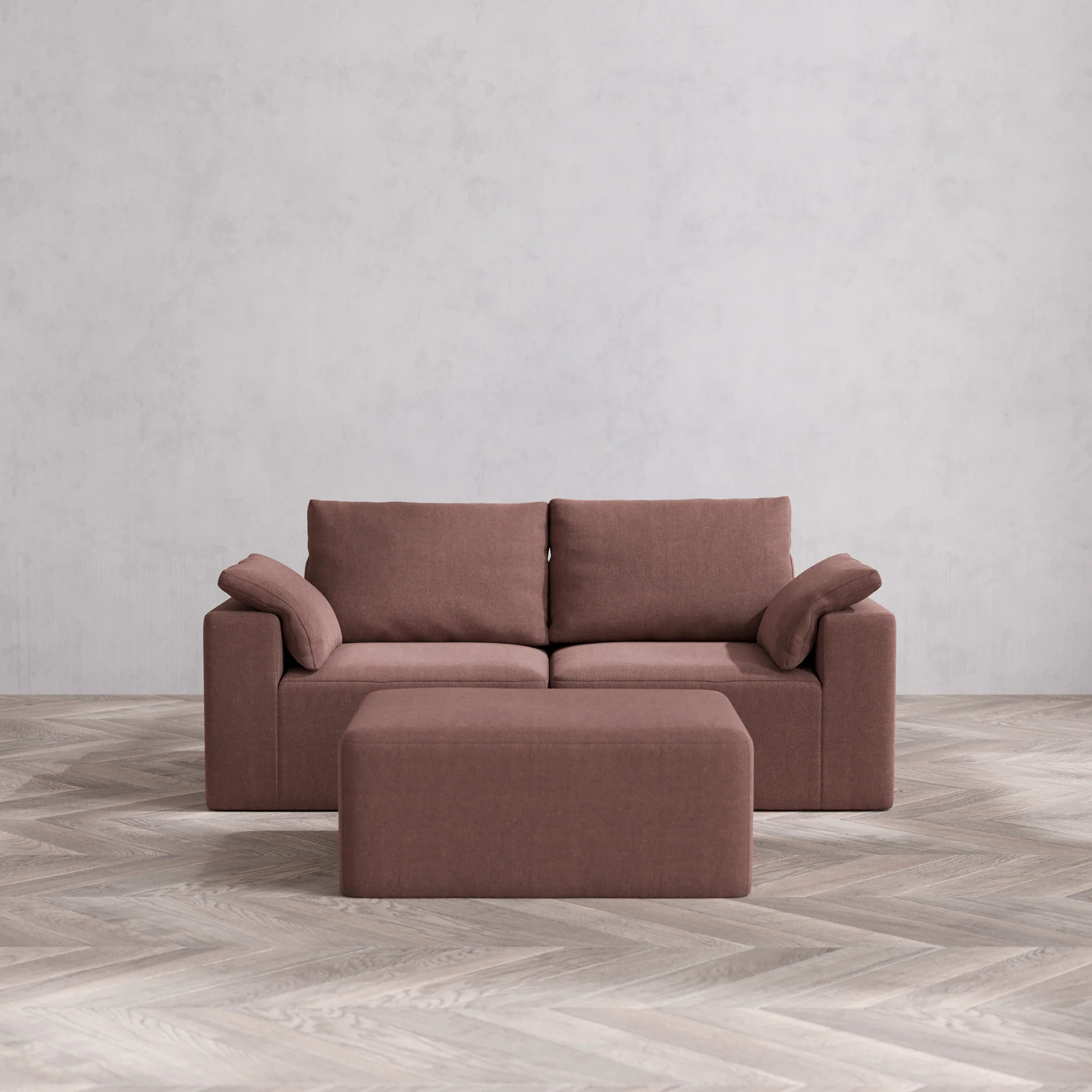 Slipcover Only - Modular Washable 2-Seater + Chaise Ottoman Cloud + Bolster Sofa in Sumac