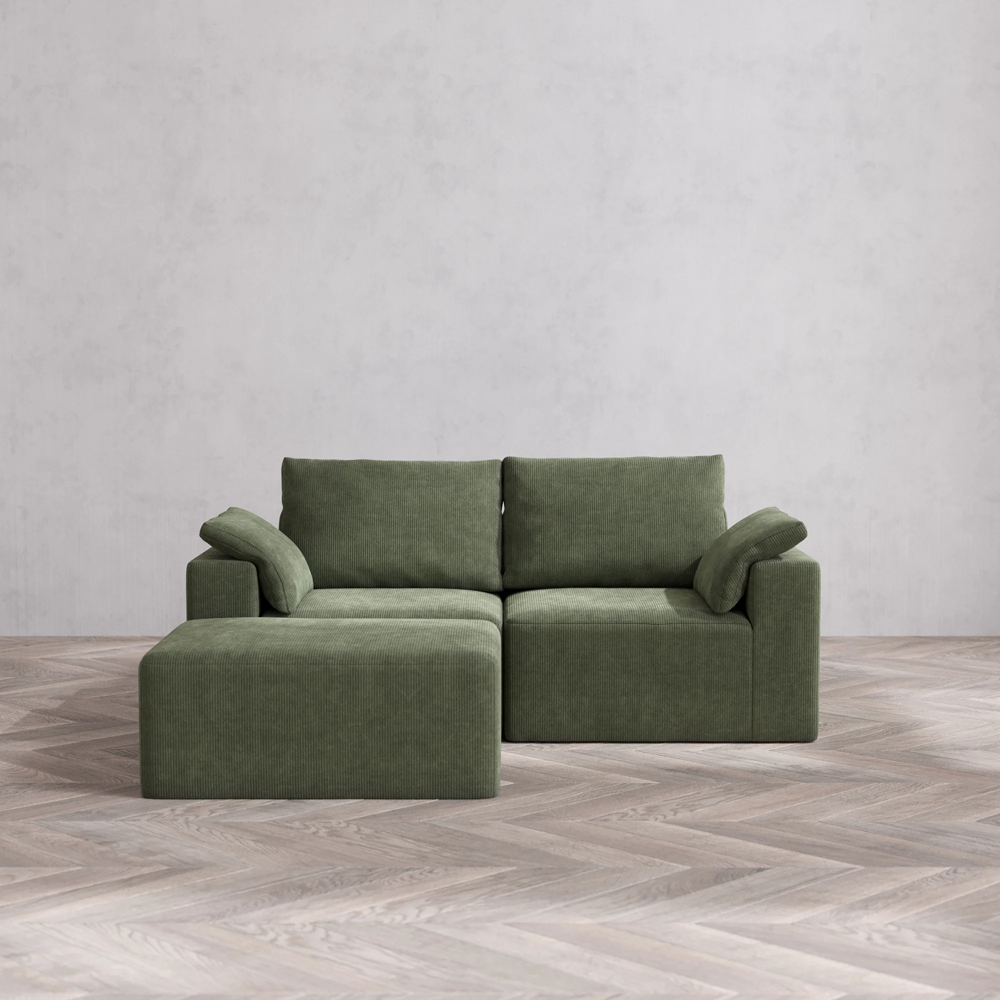 Slipcover Only - Modular Washable 2-Seater Chaise Sectional Cloud + Bolster Sofa in Juniper