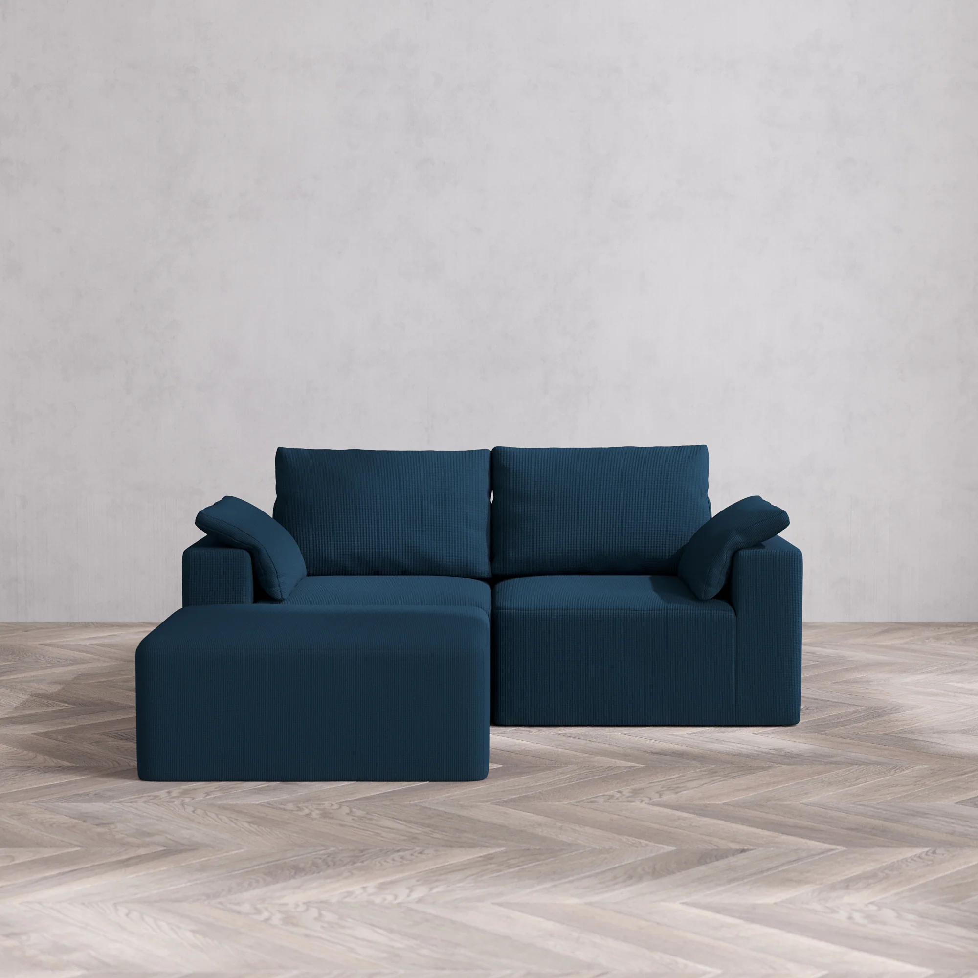 Slipcover Only - Modular Washable 2-Seater Chaise Sectional Cloud + Bolster Sofa in Lazuli