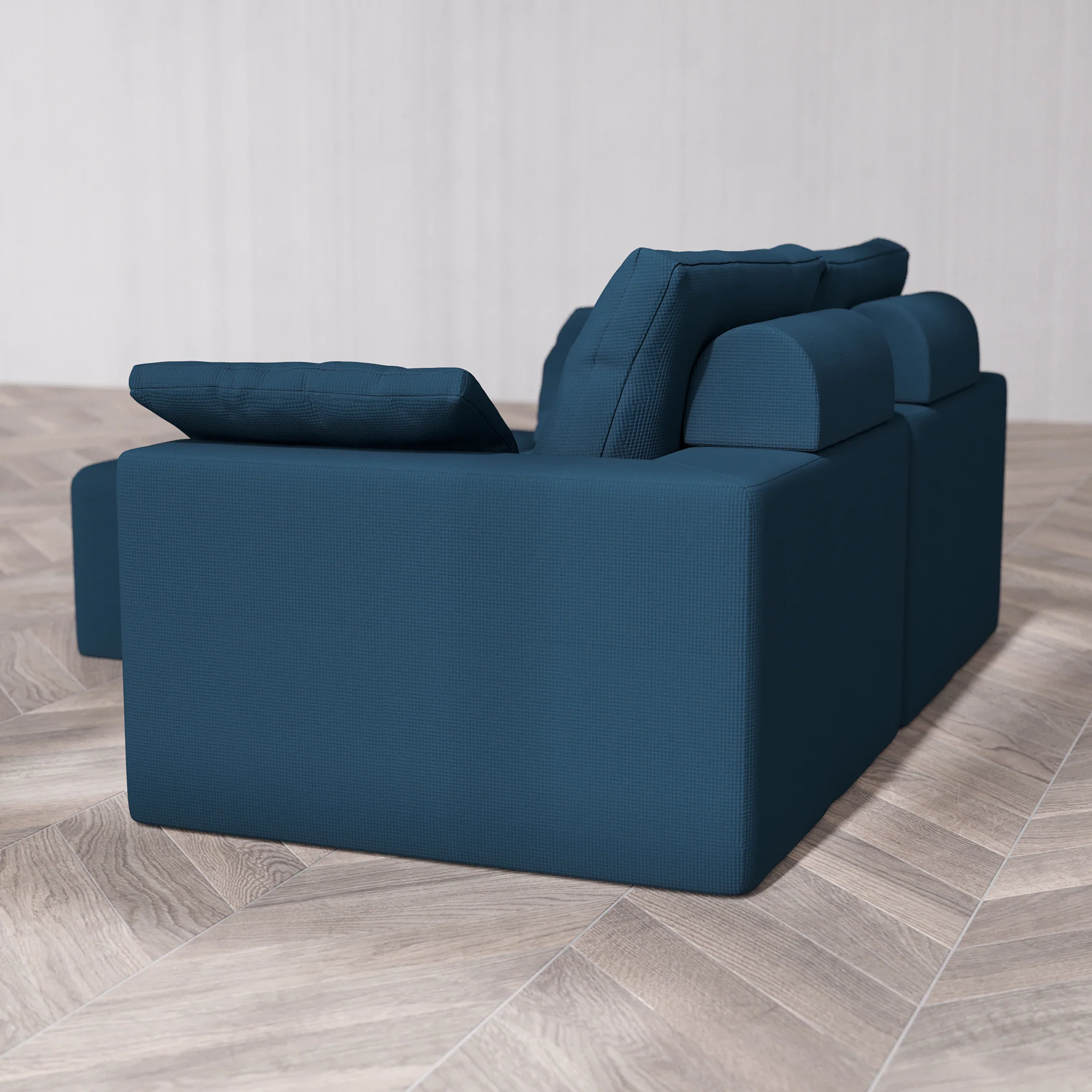 Slipcover Only - Modular Washable 2-Seater Chaise Sectional Cloud + Bolster Sofa in Lazuli - Image 5