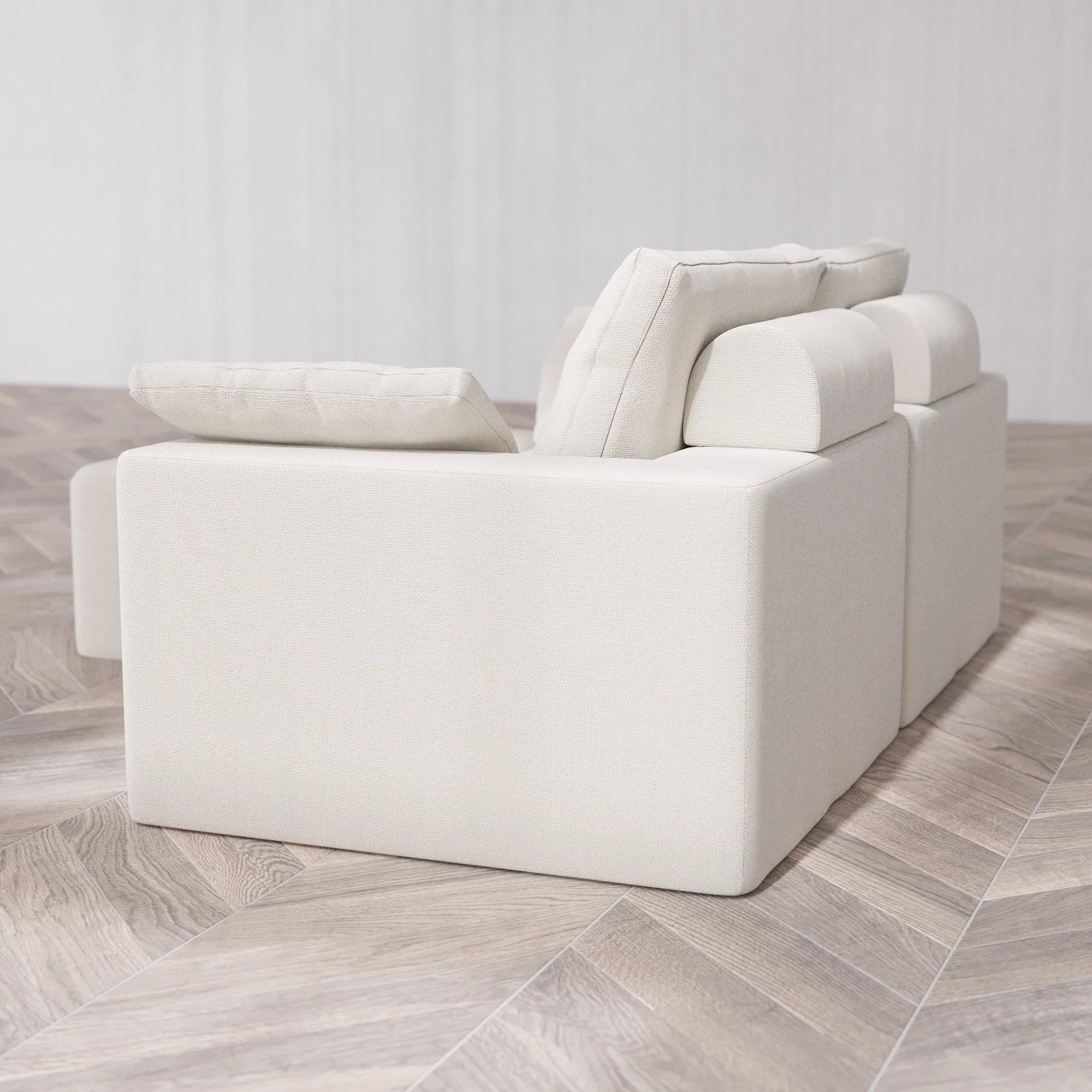 Slipcover Only - Modular Washable 2-Seater Chaise Sectional Cloud + Bolster Sofa in Pearl - Image 5