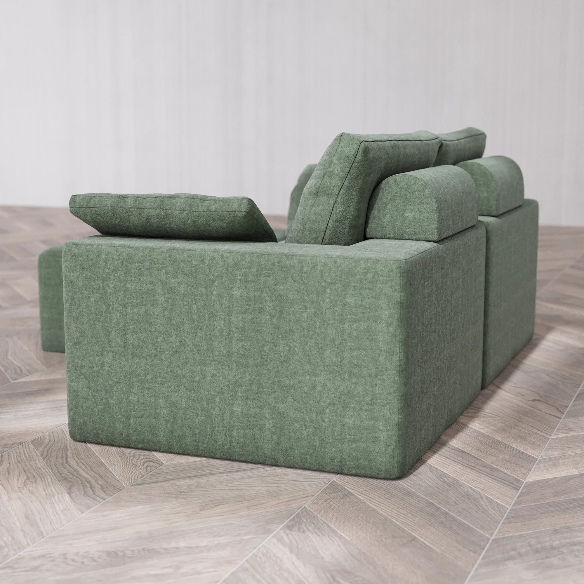 Slipcover Only - Modular Washable 2-Seater Chaise Sectional Cloud + Bolster Sofa in Sage - Image 5