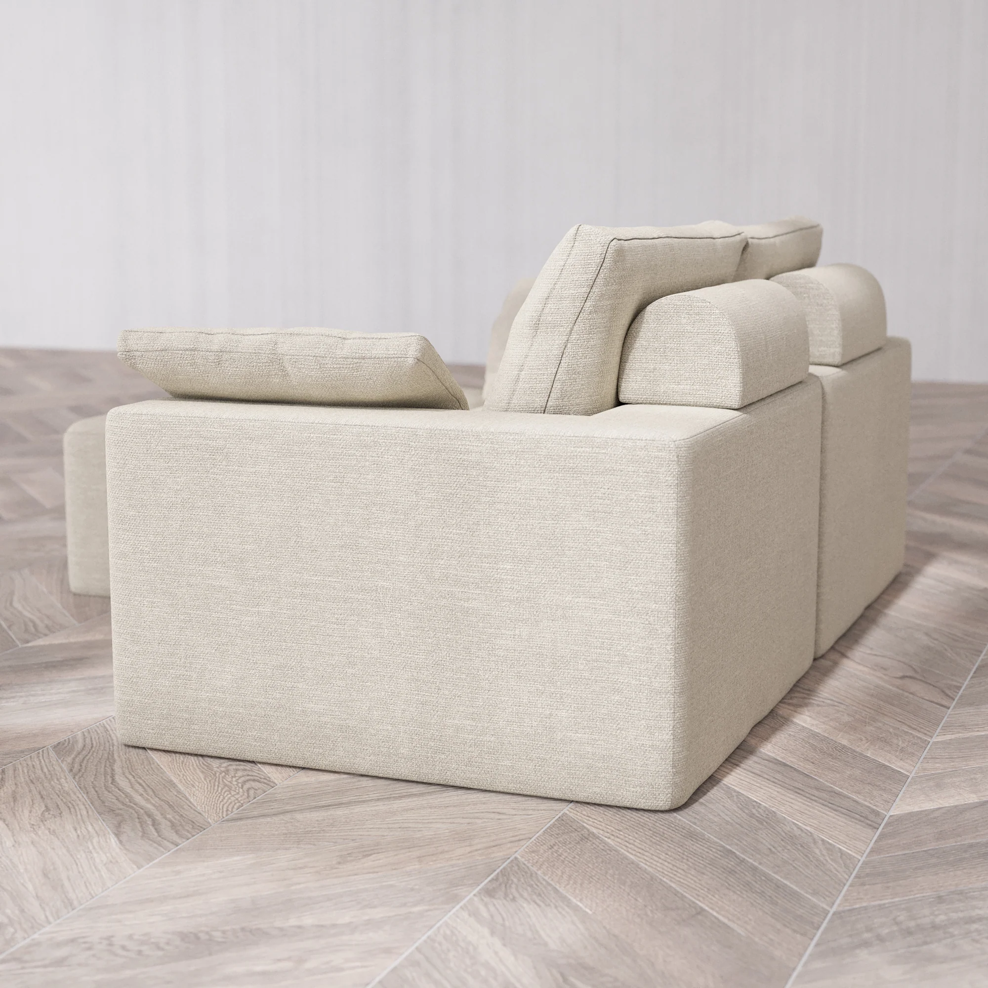 Slipcover Only - Modular Washable 2-Seater Chaise Sectional Cloud + Bolster Sofa in Sandstone - Image 5