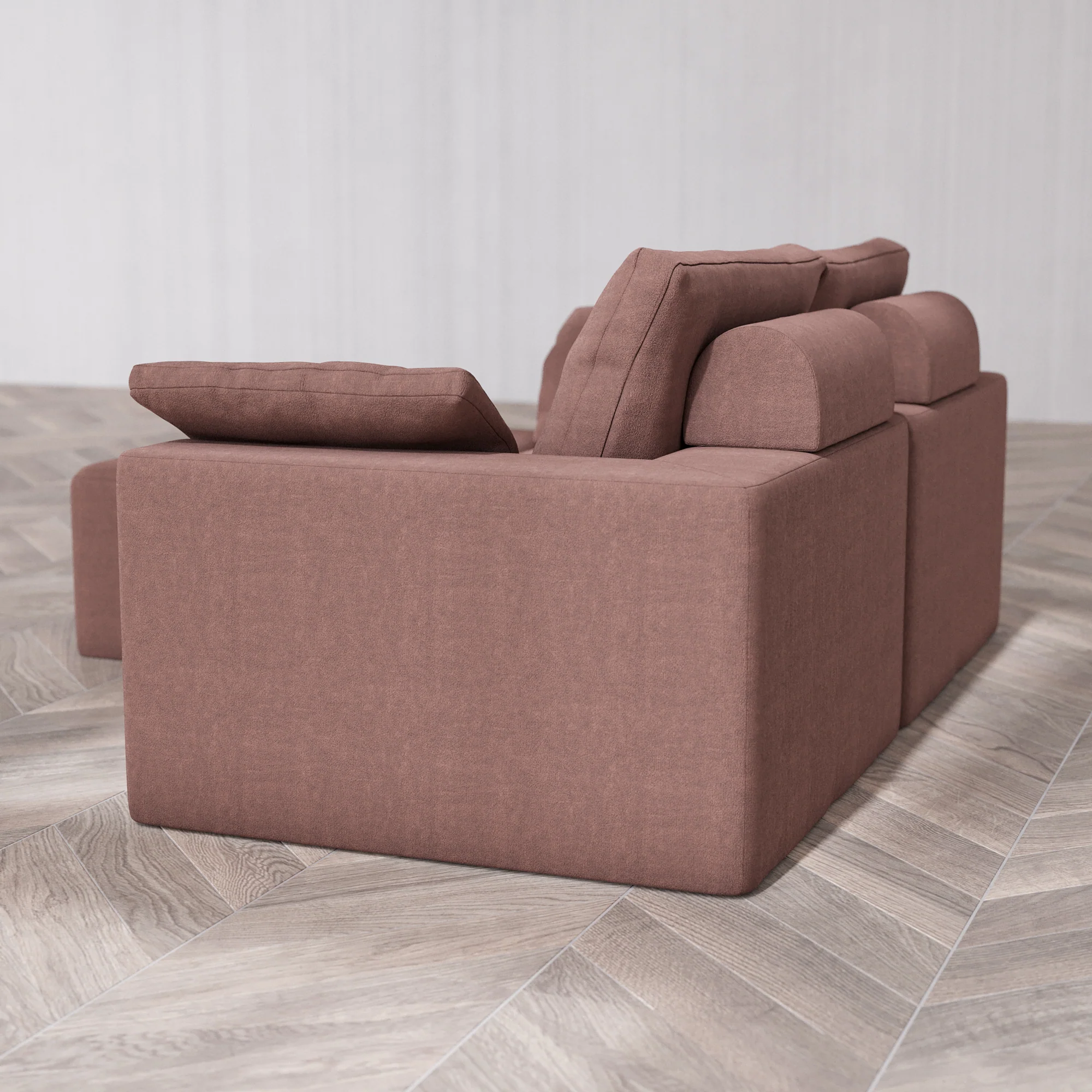 Slipcover Only - Modular Washable 2-Seater Chaise Sectional Cloud + Bolster Sofa in Sumac - Image 5