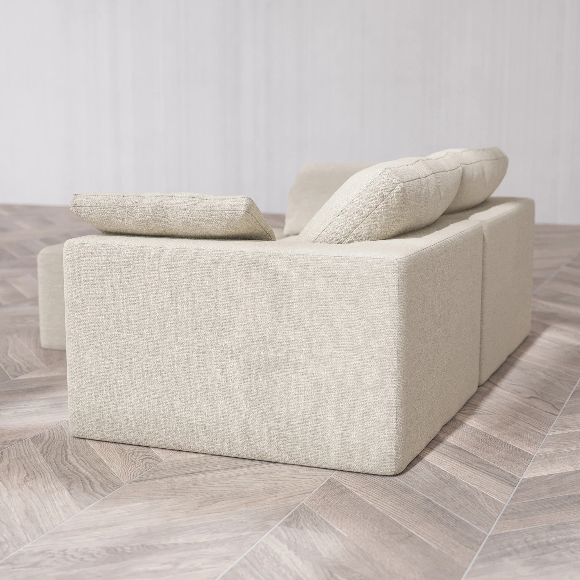 Slipcover Only - Modular Washable 2-Seater Chaise Sectional Cloud Sofa in Sandstone - Image 5