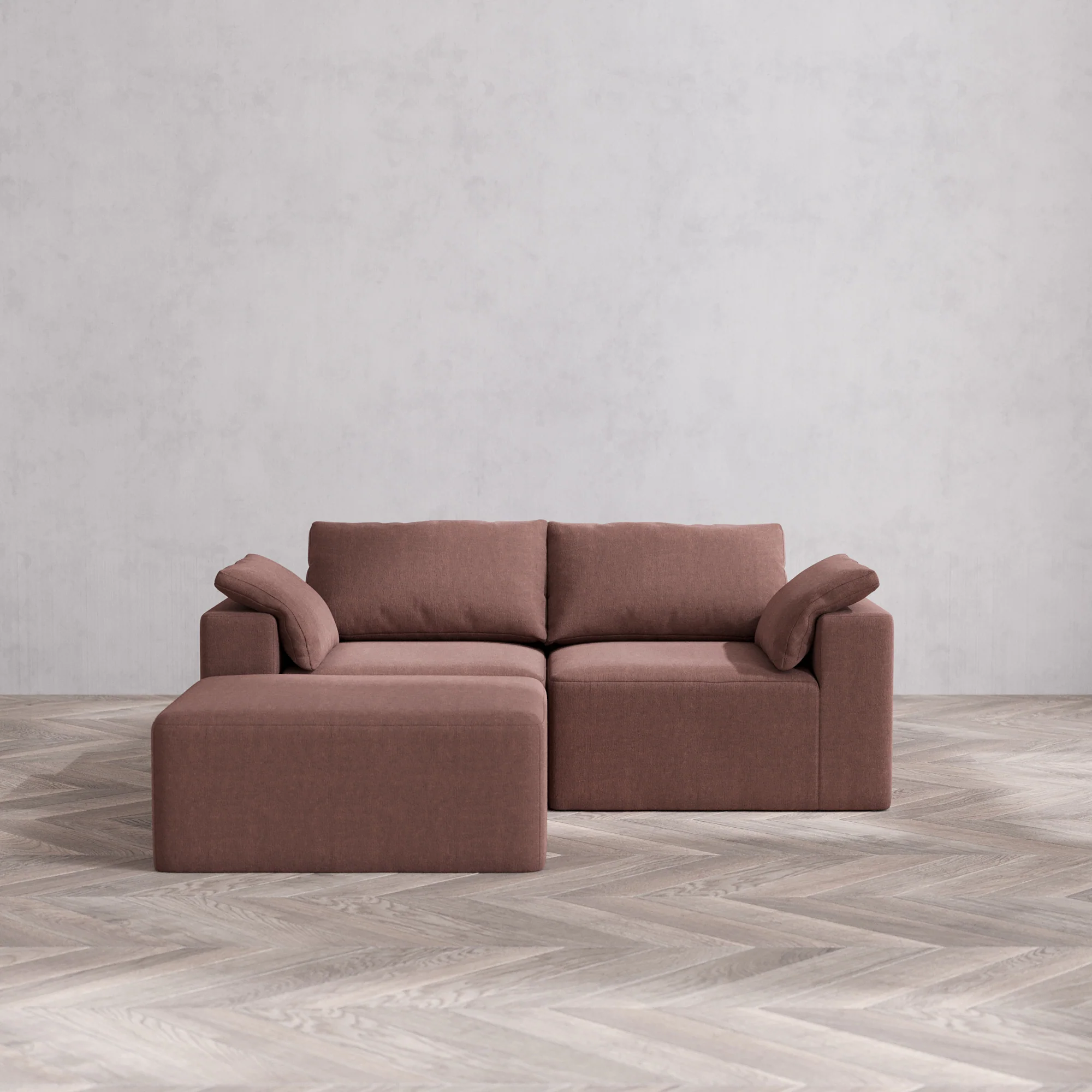 Slipcover Only - Modular Washable 2-Seater Chaise Sectional Cloud Sofa in Sumac