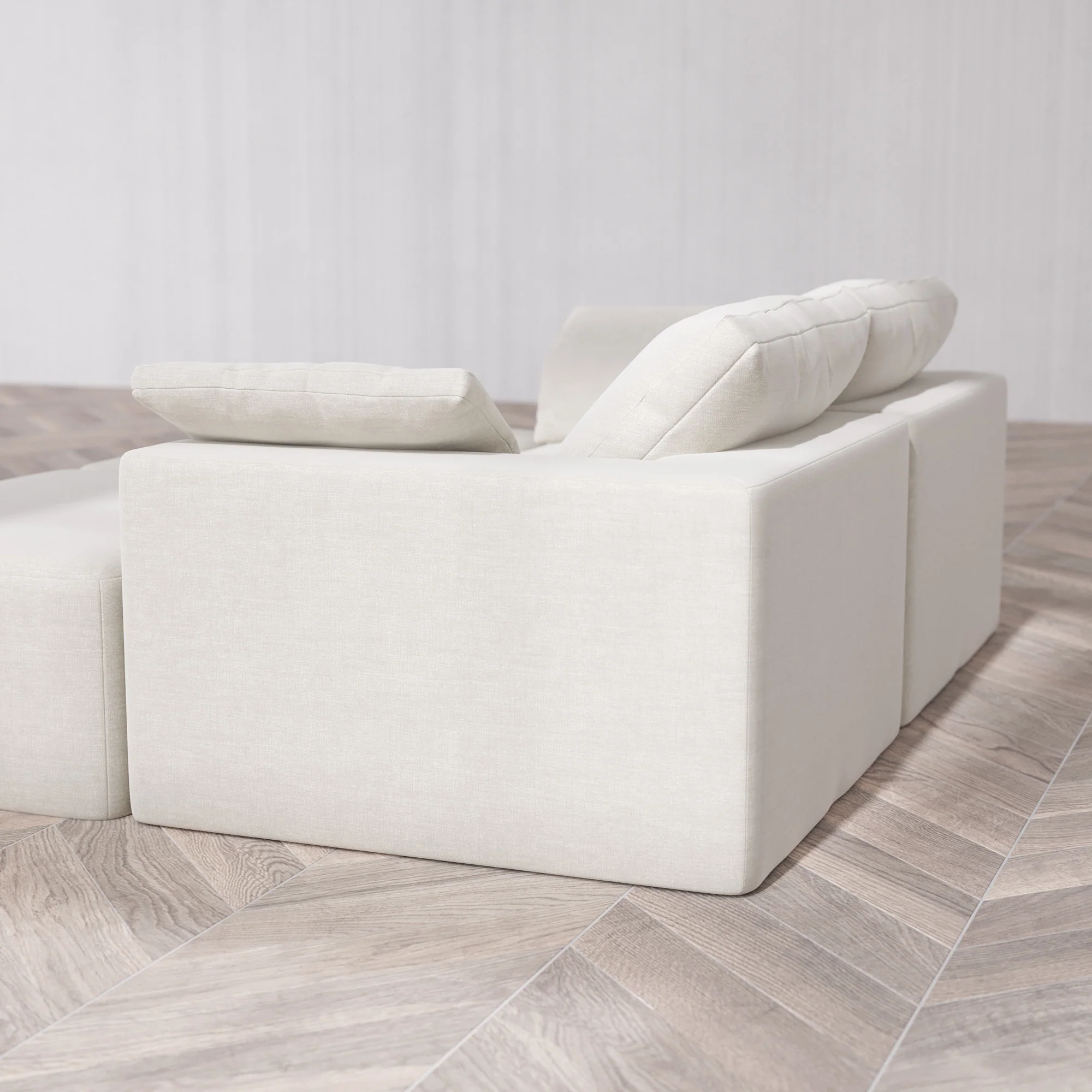 Slipcover Only - Modular Washable 2-Seater Daybed Cloud Sofa Sectional in Cashew - Image 5