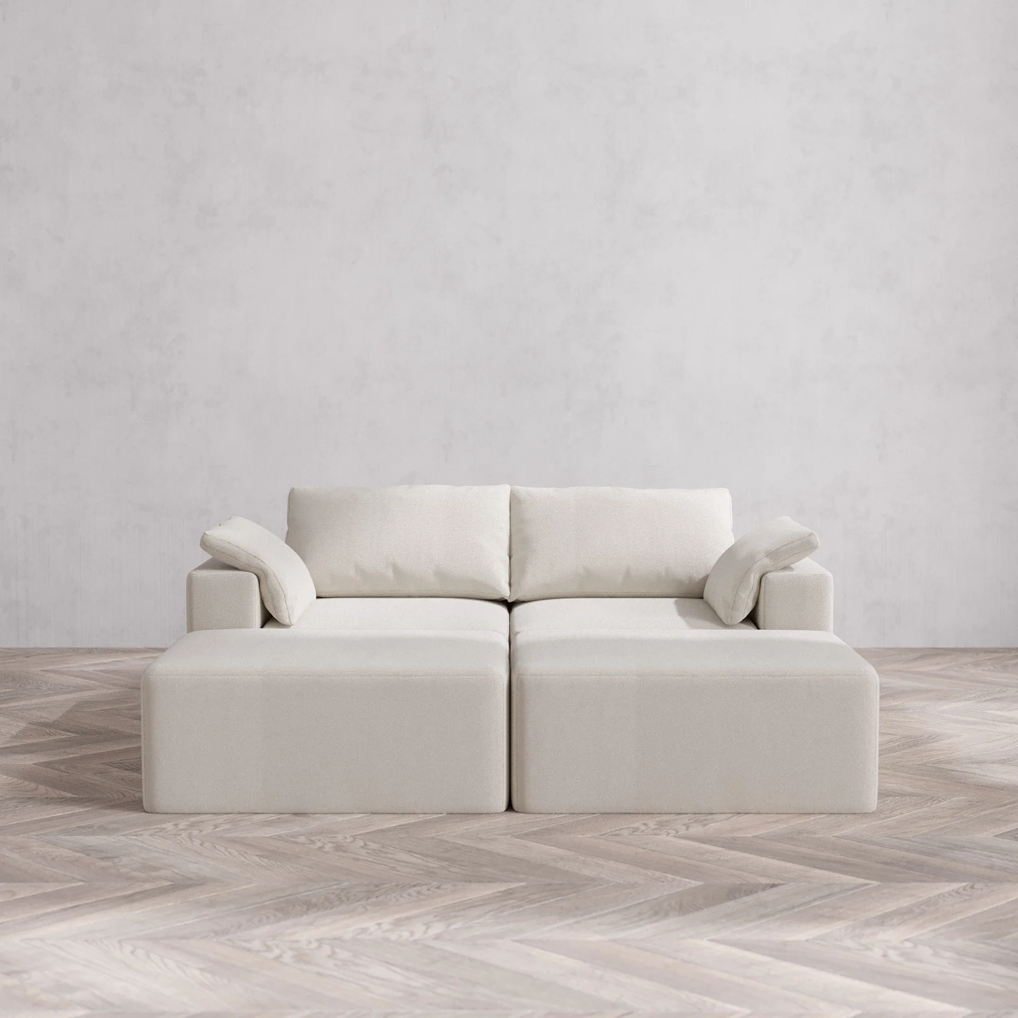 Slipcover Only - Modular Washable 2-Seater Daybed Cloud Sofa Sectional in Pearl