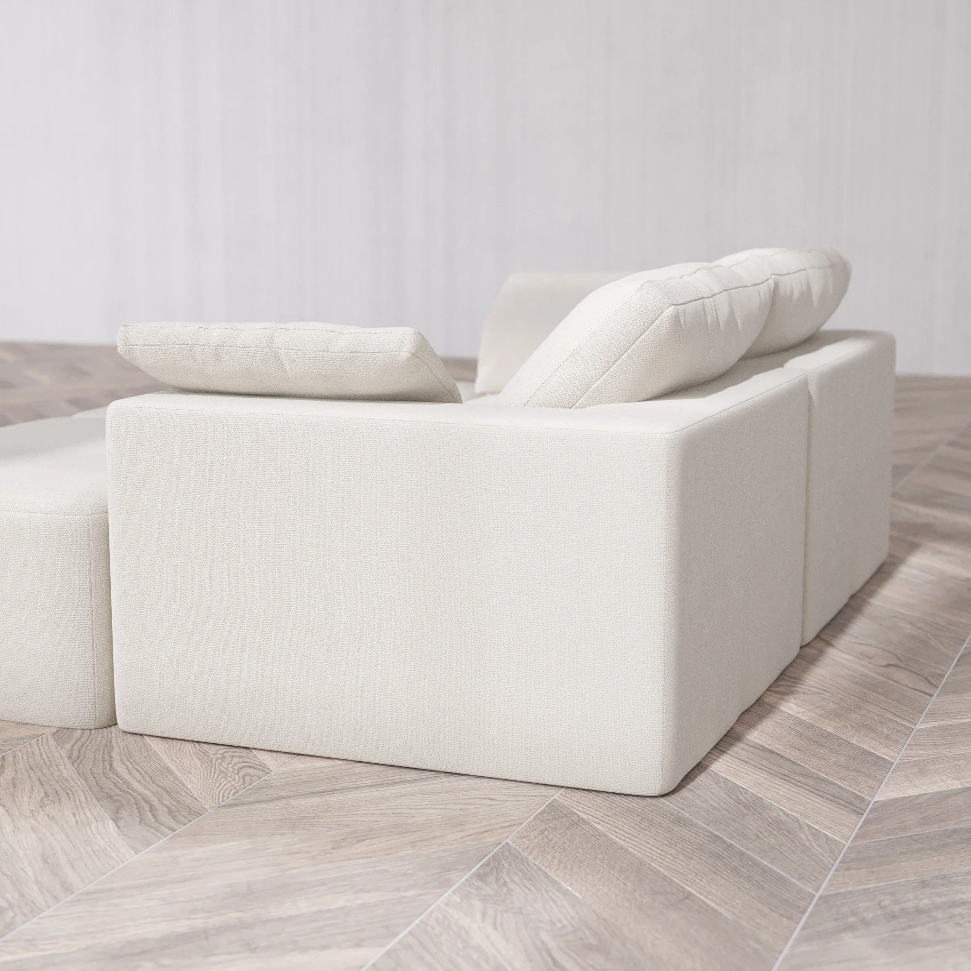 Slipcover Only - Modular Washable 2-Seater Daybed Cloud Sofa Sectional in Pearl - Image 5