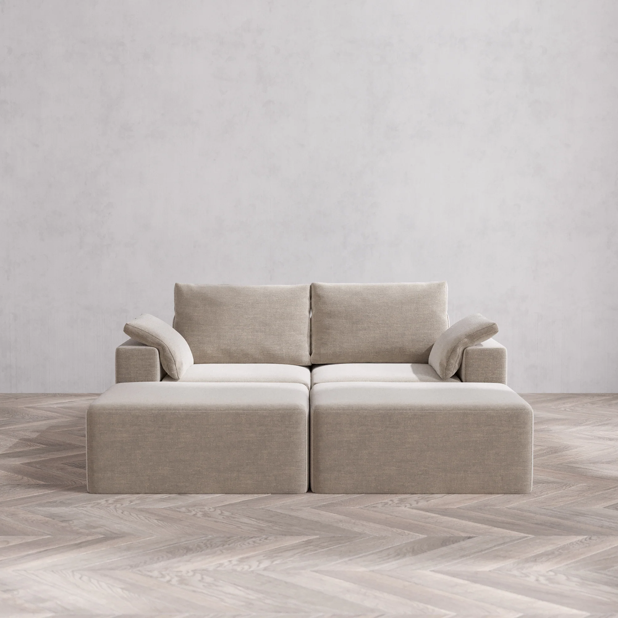Slipcover Only - Modular Washable 2-Seater Daybed Cloud + Bolster Sofa Sectional in Caraway