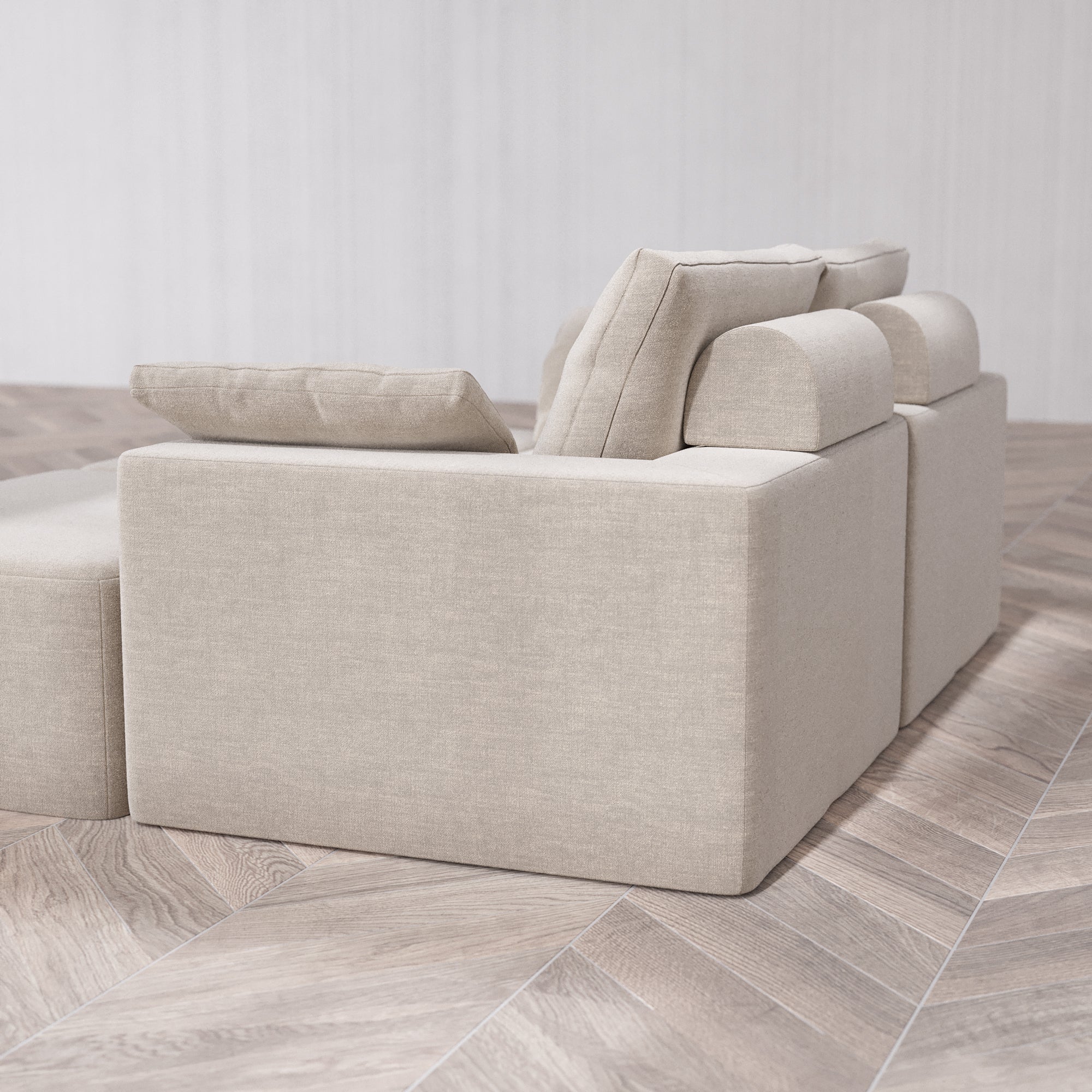 Slipcover Only - Modular Washable 2-Seater Daybed Cloud + Bolster Sofa Sectional in Caraway - Image 5