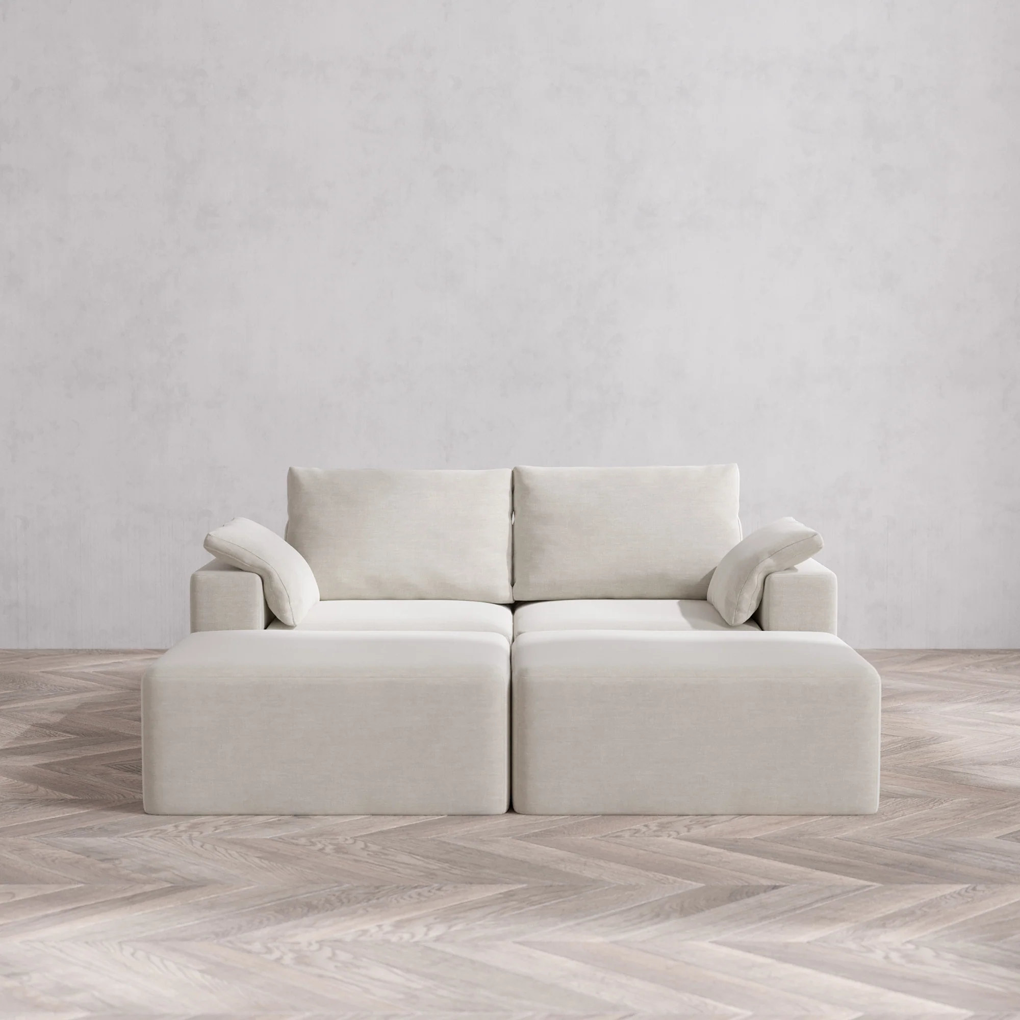 Slipcover Only - Modular Washable 2-Seater Daybed Cloud + Bolster Sofa Sectional in Cashew