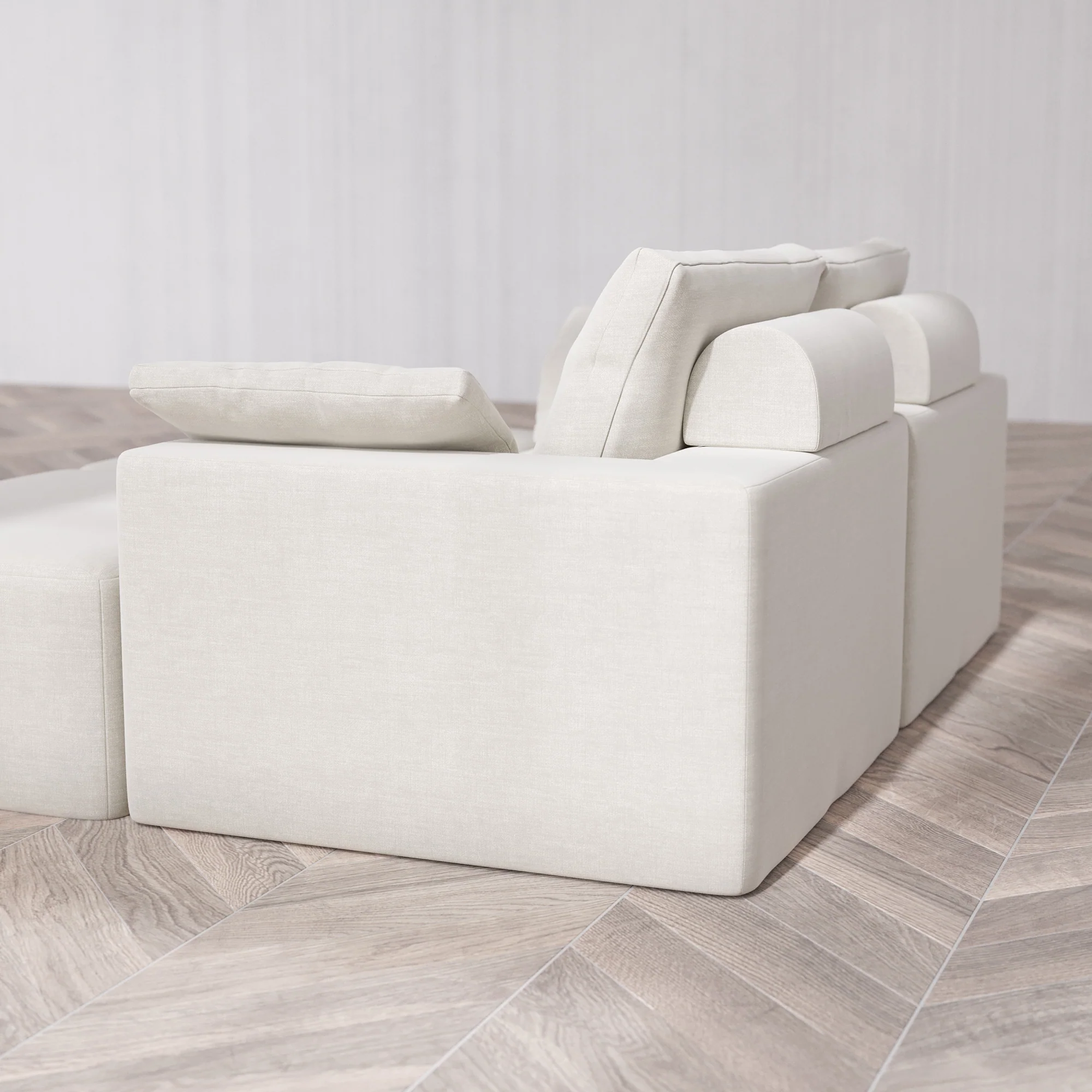 Slipcover Only - Modular Washable 2-Seater Daybed Cloud + Bolster Sofa Sectional in Cashew - Image 5