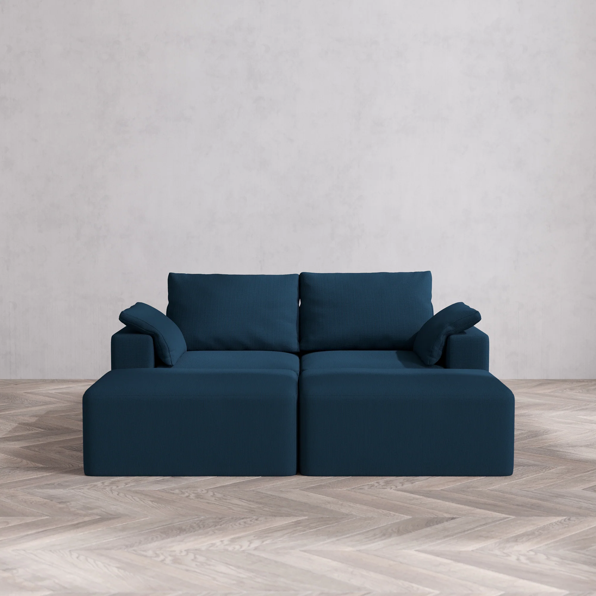 Slipcover Only - Modular Washable 2-Seater Daybed Cloud + Bolster Sofa Sectional in Lazuli