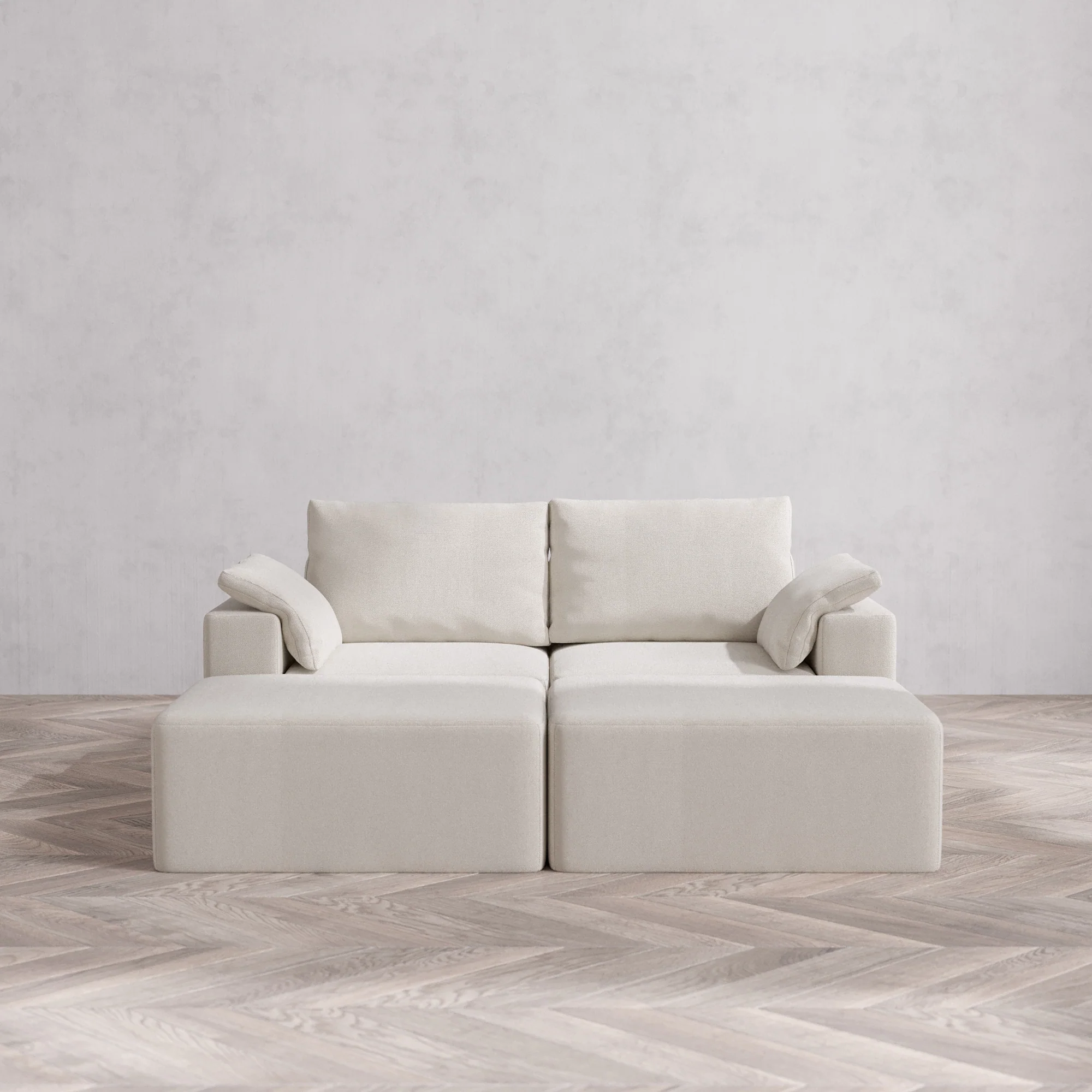 Slipcover Only - Modular Washable 2-Seater Daybed Cloud + Bolster Sofa Sectional in Pearl