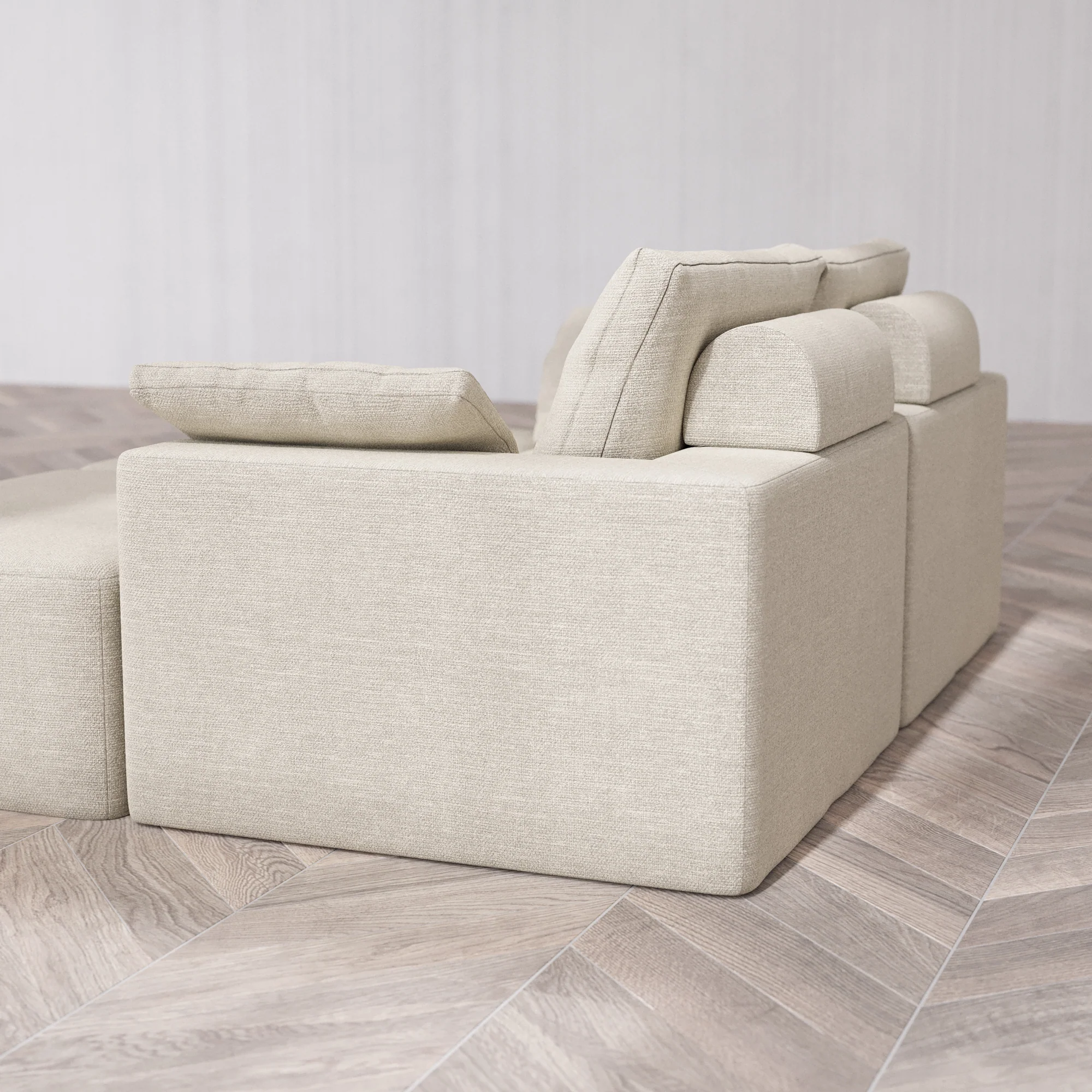 Slipcover Only - Modular Washable 2-Seater Daybed Cloud + Bolster Sofa Sectional in Sandstone - Image 5