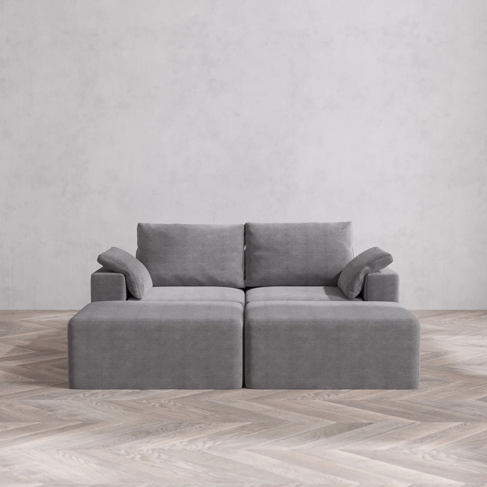 Slipcover Only - Modular Washable 2-Seater Daybed Cloud + Bolster Sofa Sectional in Slate