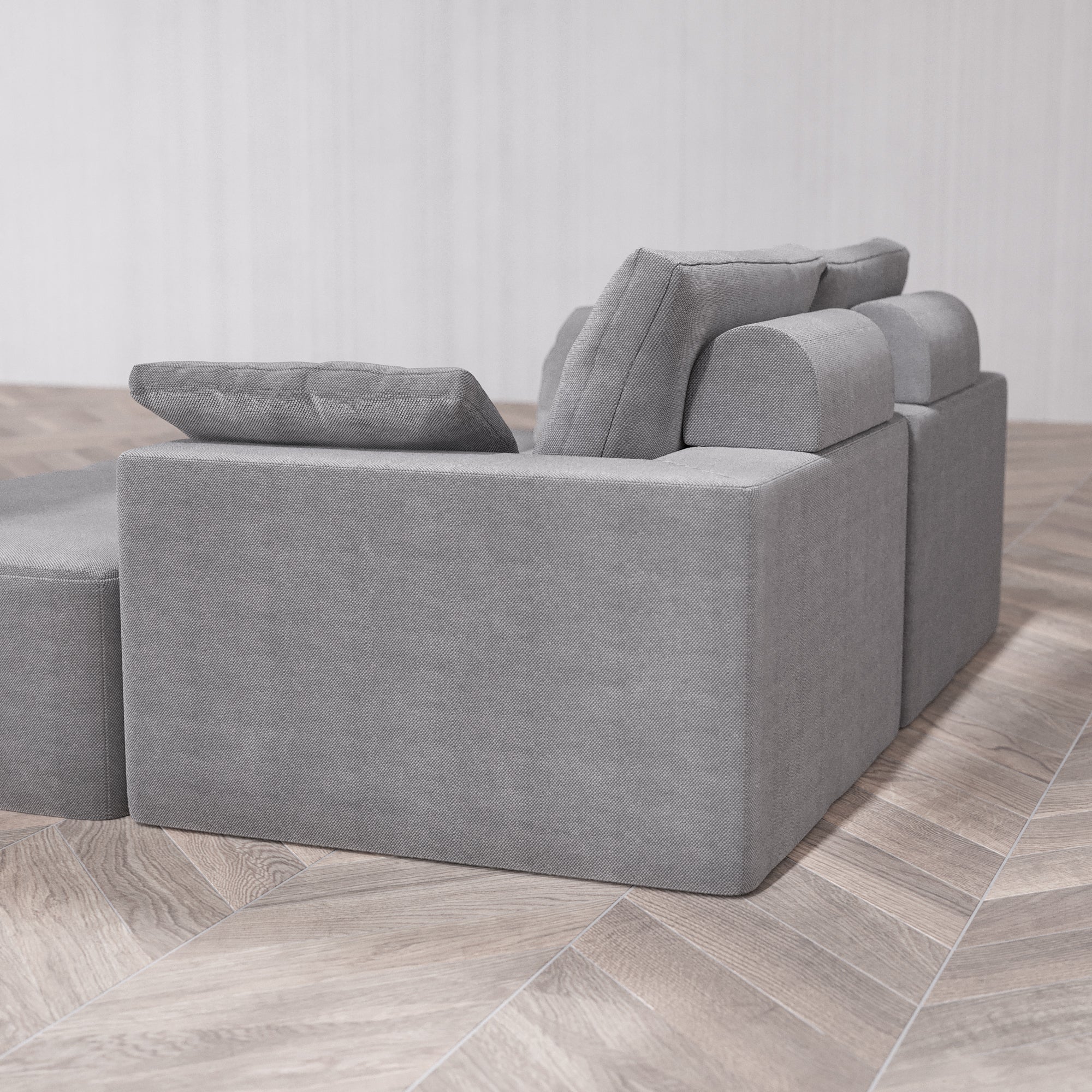 Slipcover Only - Modular Washable 2-Seater Daybed Cloud + Bolster Sofa Sectional in Slate - Image 5