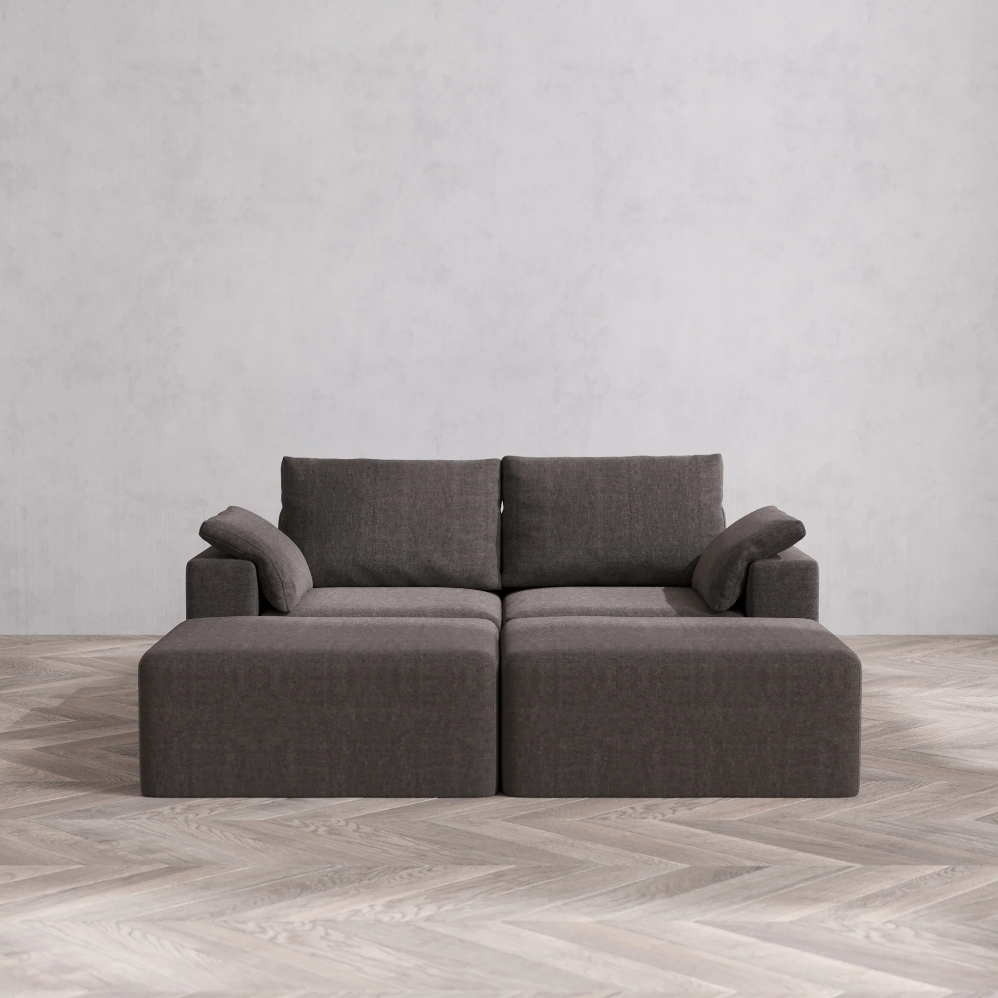 Slipcover Only - Modular Washable 2-Seater Daybed Cloud + Bolster Sofa Sectional in Truffle