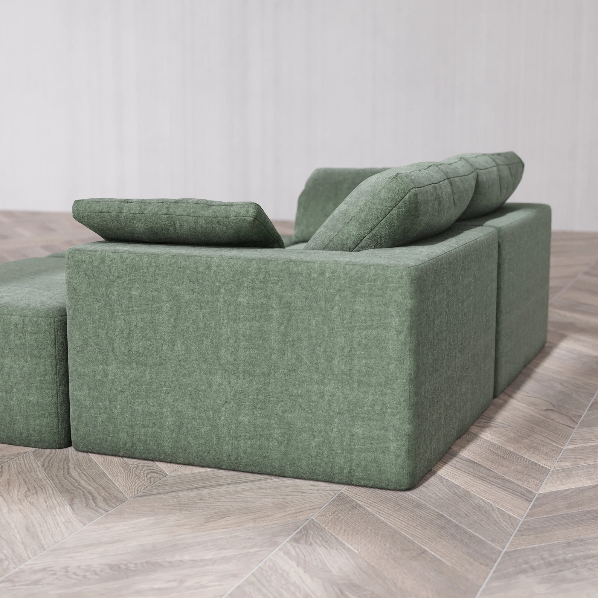Slipcover Only - Modular Washable 2-Seater Daybed Cloud Sofa Sectional in Sage - Image 5