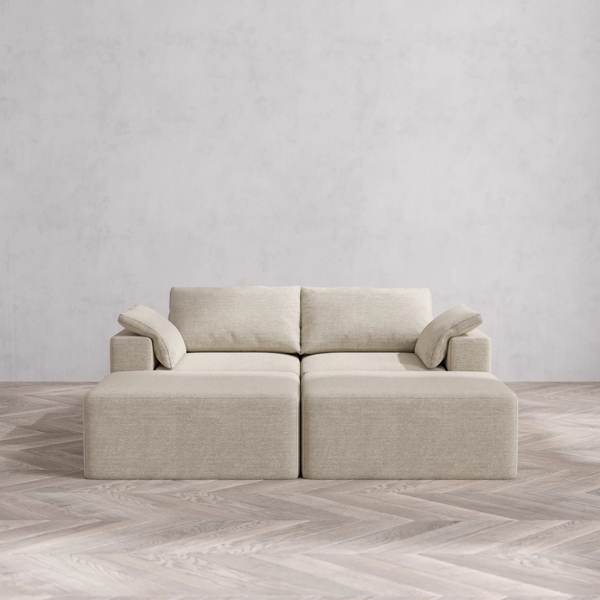 Slipcover Only - Modular Washable 2-Seater Daybed Cloud Sofa Sectional in Sandstone