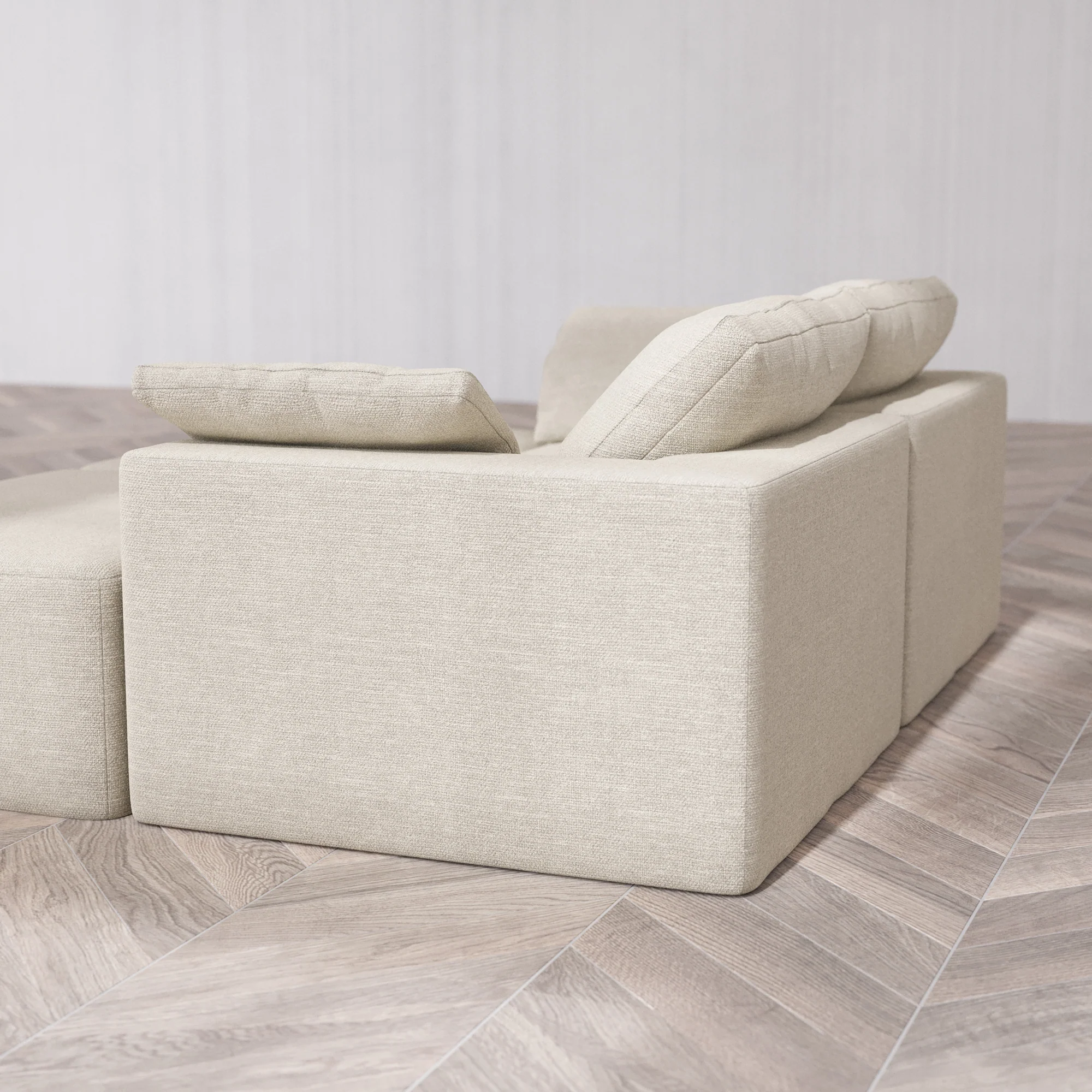 Slipcover Only - Modular Washable 2-Seater Daybed Cloud Sofa Sectional in Sandstone - Image 5