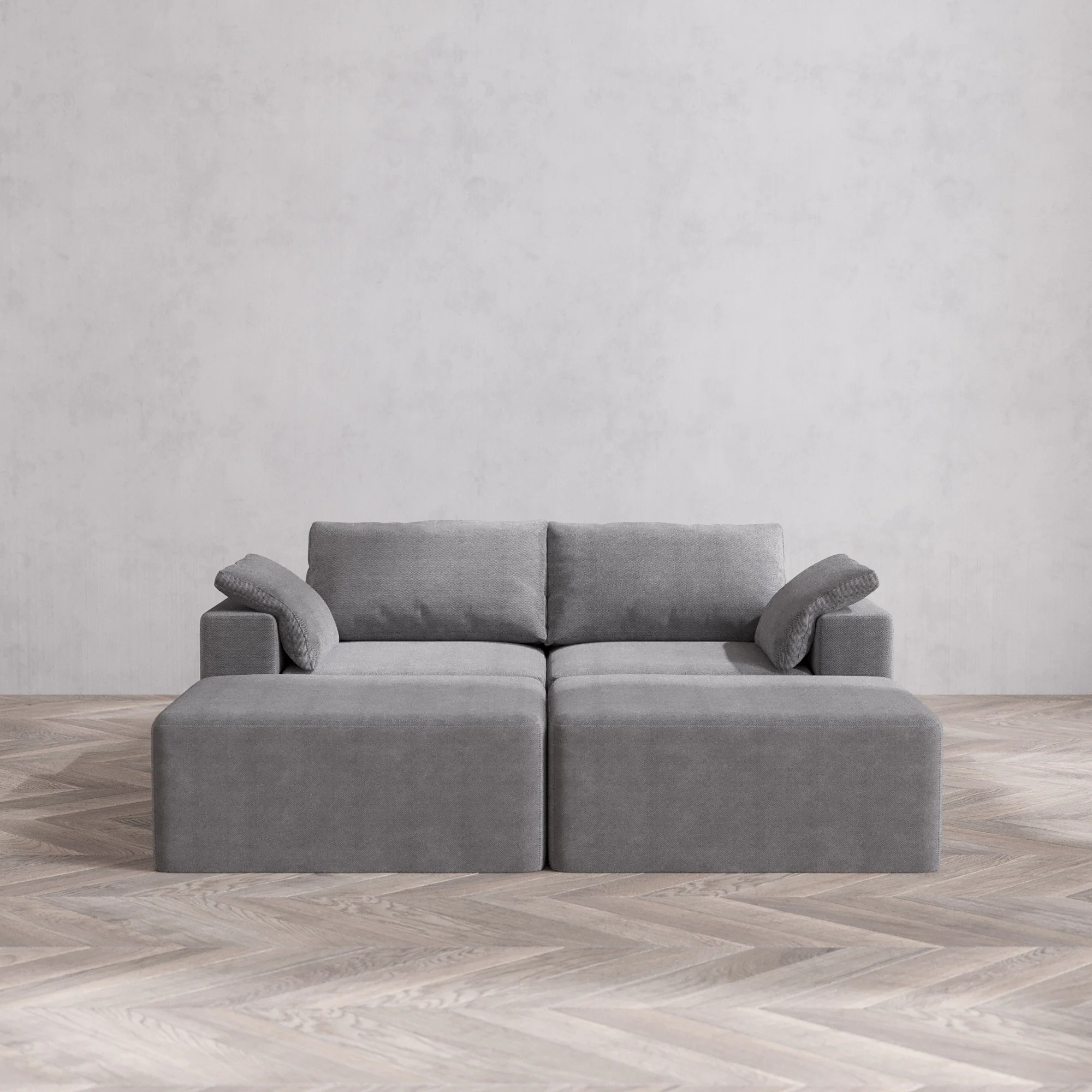 Slipcover Only - Modular Washable 2-Seater Daybed Cloud Sofa Sectional in Slate