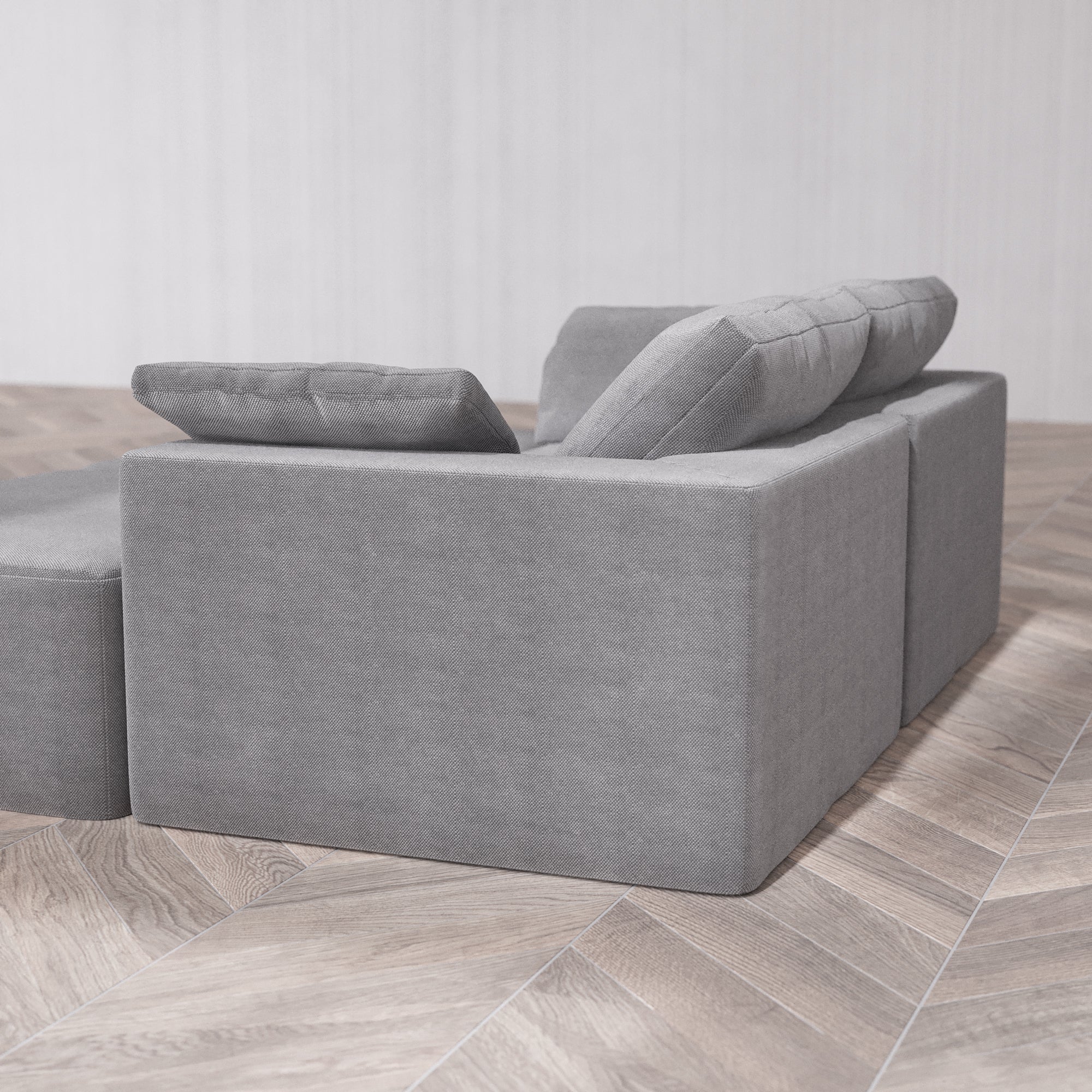 Slipcover Only - Modular Washable 2-Seater Daybed Cloud Sofa Sectional in Slate - Image 5