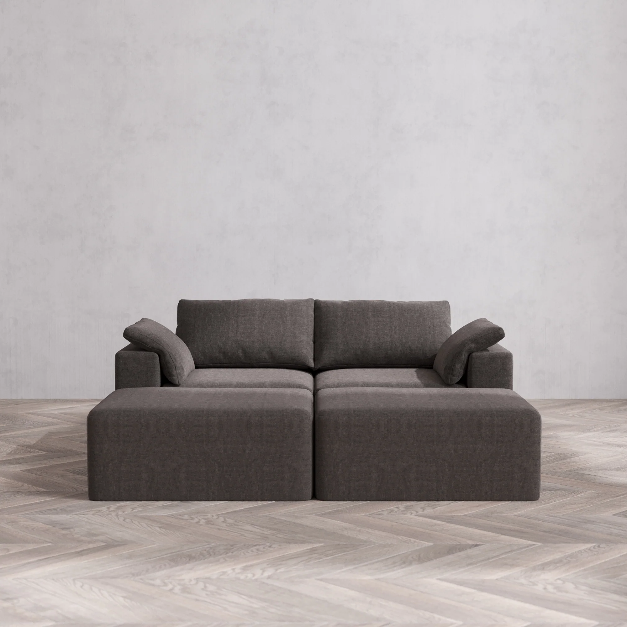 Slipcover Only - Modular Washable 2-Seater Daybed Cloud Sofa Sectional in Truffle