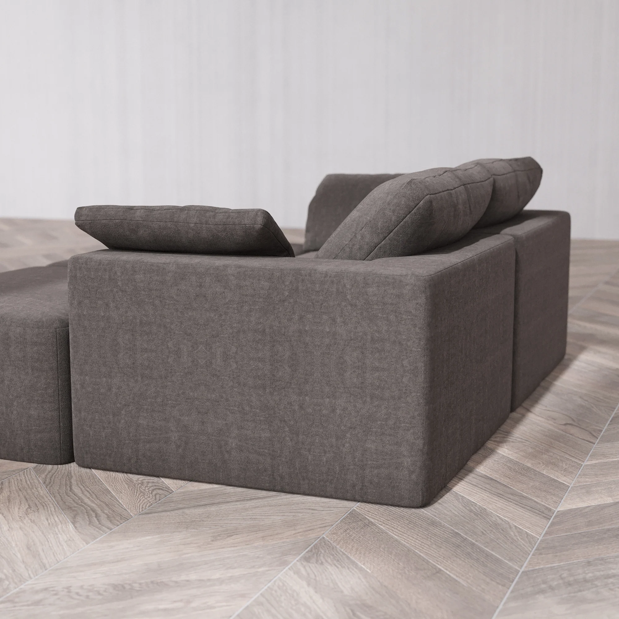 Slipcover Only - Modular Washable 2-Seater Daybed Cloud Sofa Sectional in Truffle - Image 5