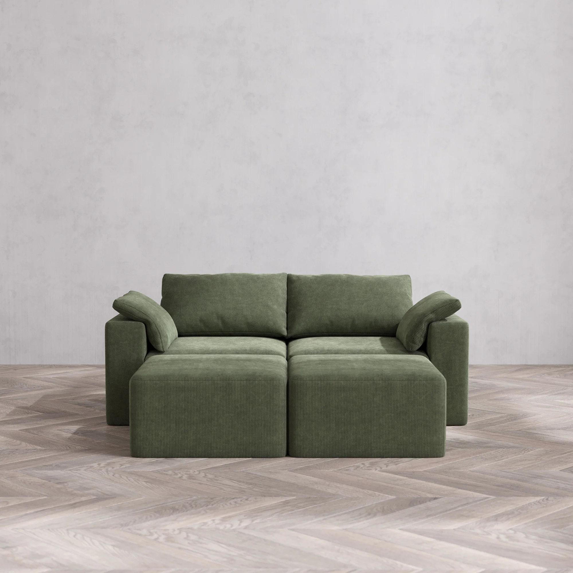 Slipcover Only - Modular Washable 2-Seater Lounge Cloud Sofa Sectional in Juniper