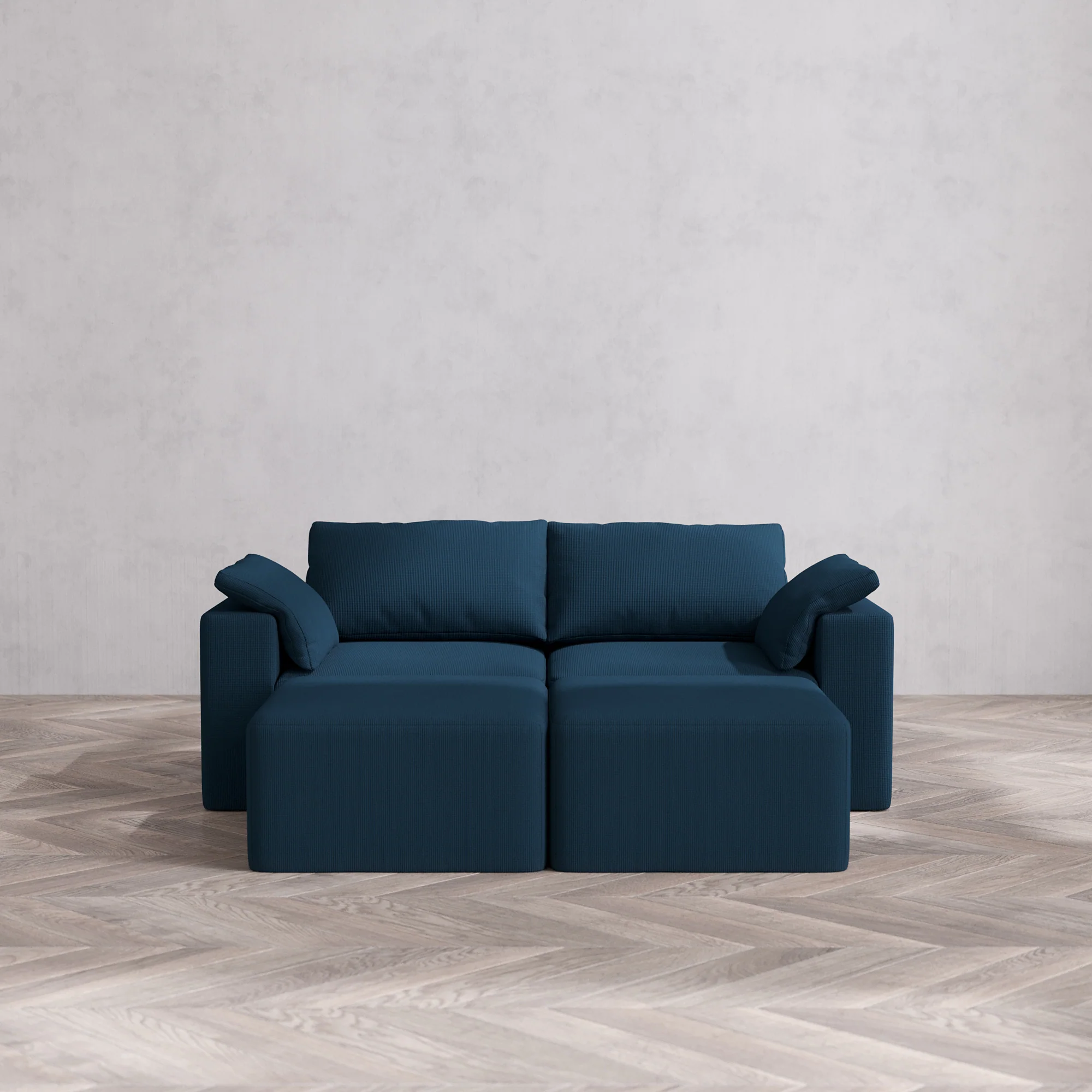 Slipcover Only - Modular Washable 2-Seater Lounge Cloud Sofa Sectional in Lazuli