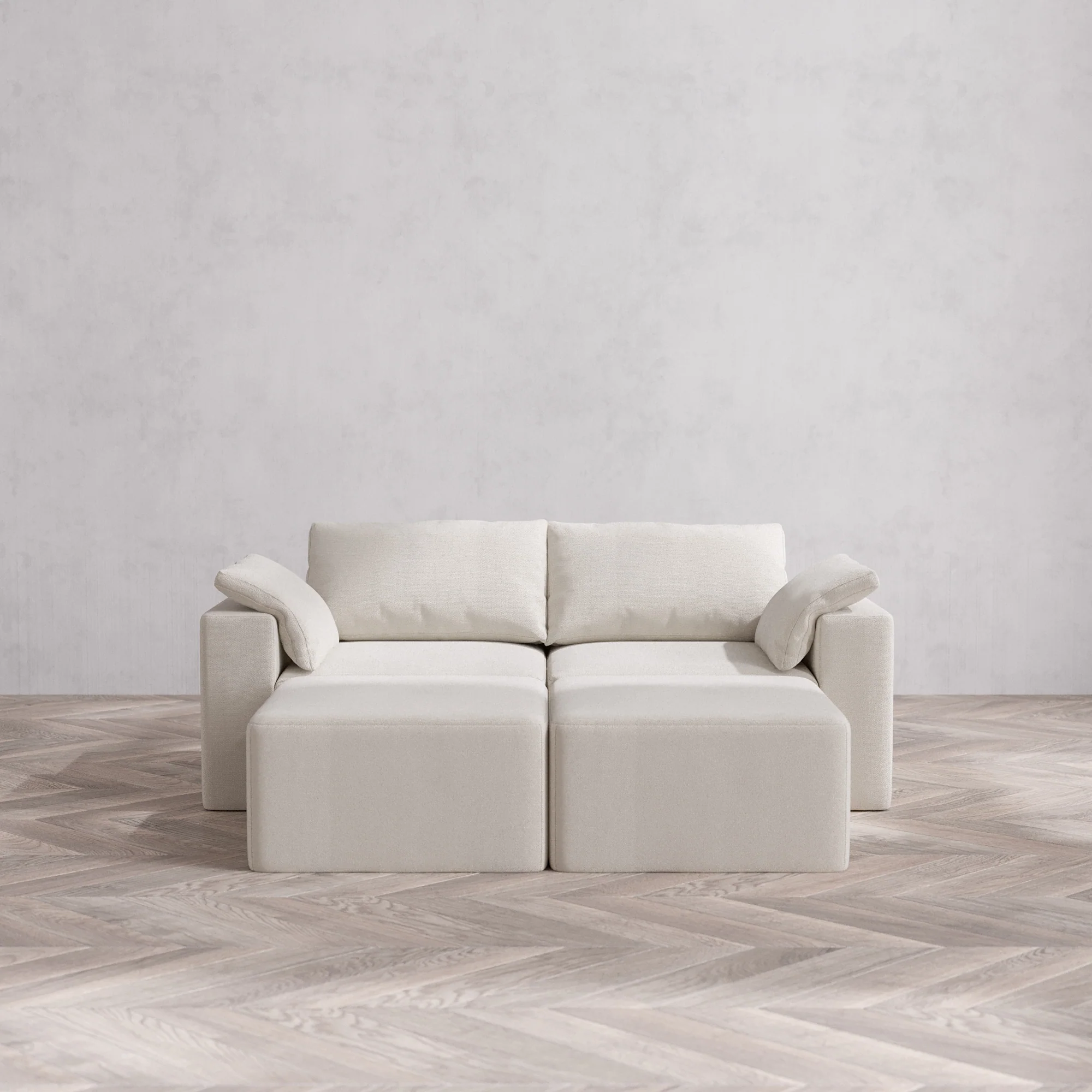 Slipcover Only - Modular Washable 2-Seater Lounge Cloud Sofa Sectional in Pearl