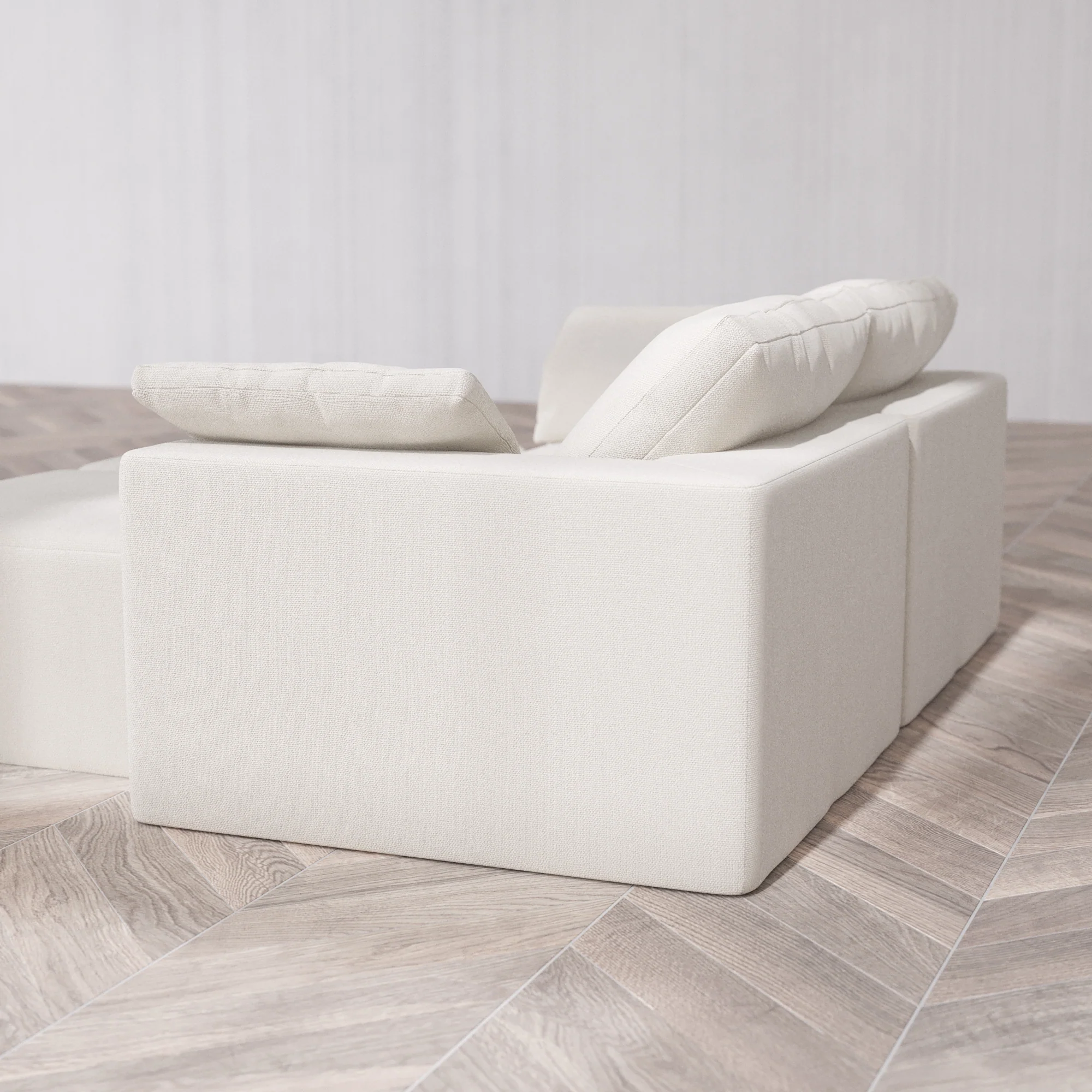 Slipcover Only - Modular Washable 2-Seater Lounge Cloud Sofa Sectional in Pearl - Image 5
