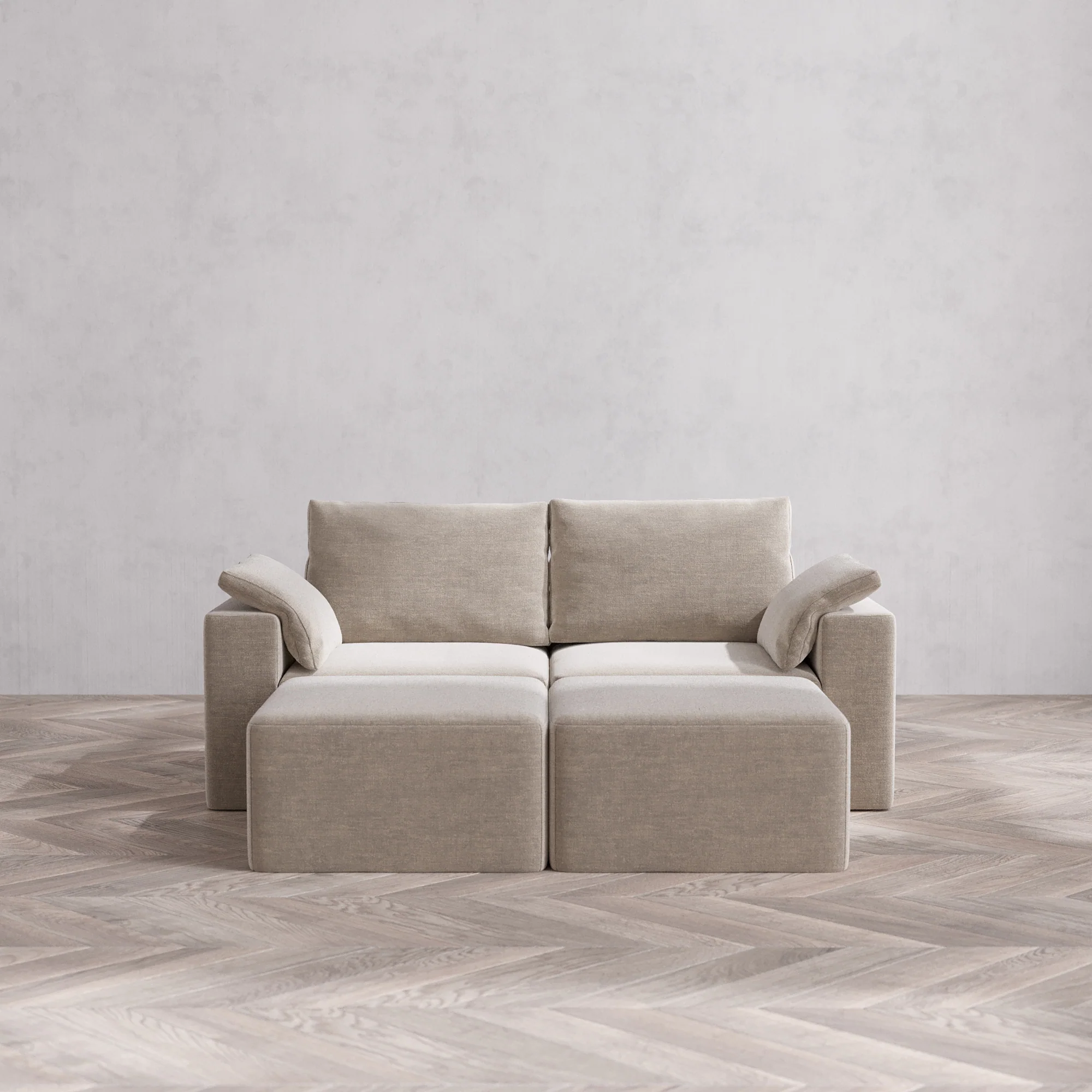 Slipcover Only - Modular Washable 2-Seater Lounge Cloud + Bolster Sofa Sectional in Caraway
