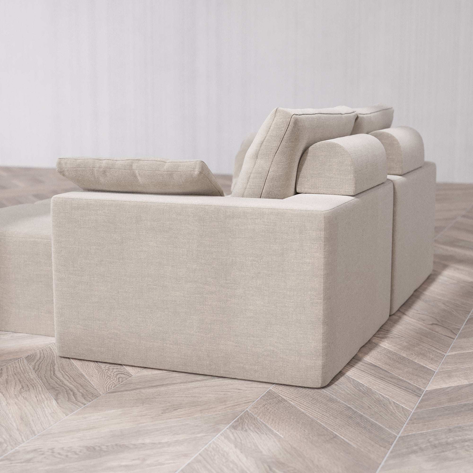 Slipcover Only - Modular Washable 2-Seater Lounge Cloud + Bolster Sofa Sectional in Caraway - Image 5
