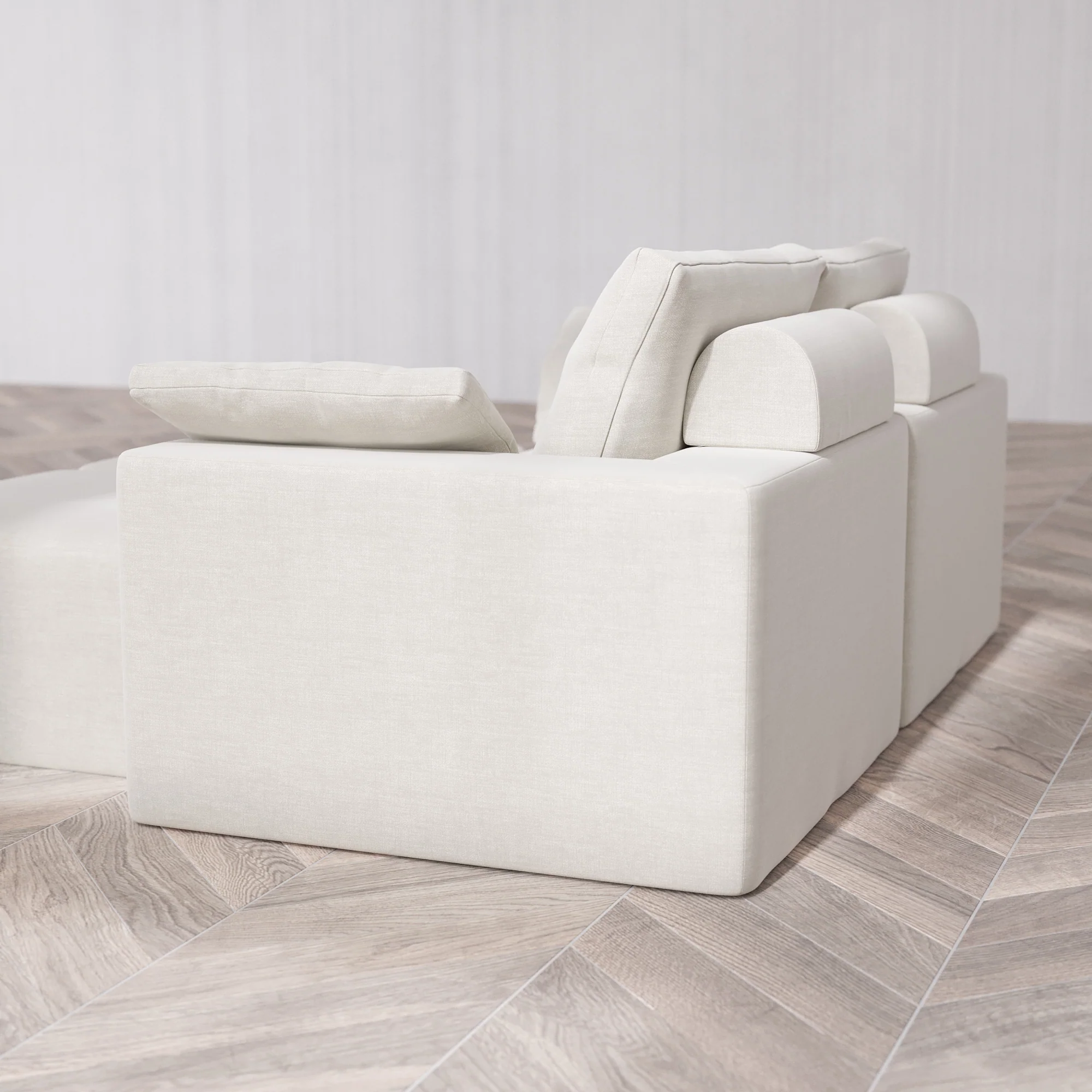 Slipcover Only - Modular Washable 2-Seater Lounge Cloud + Bolster Sofa Sectional in Cashew - Image 5