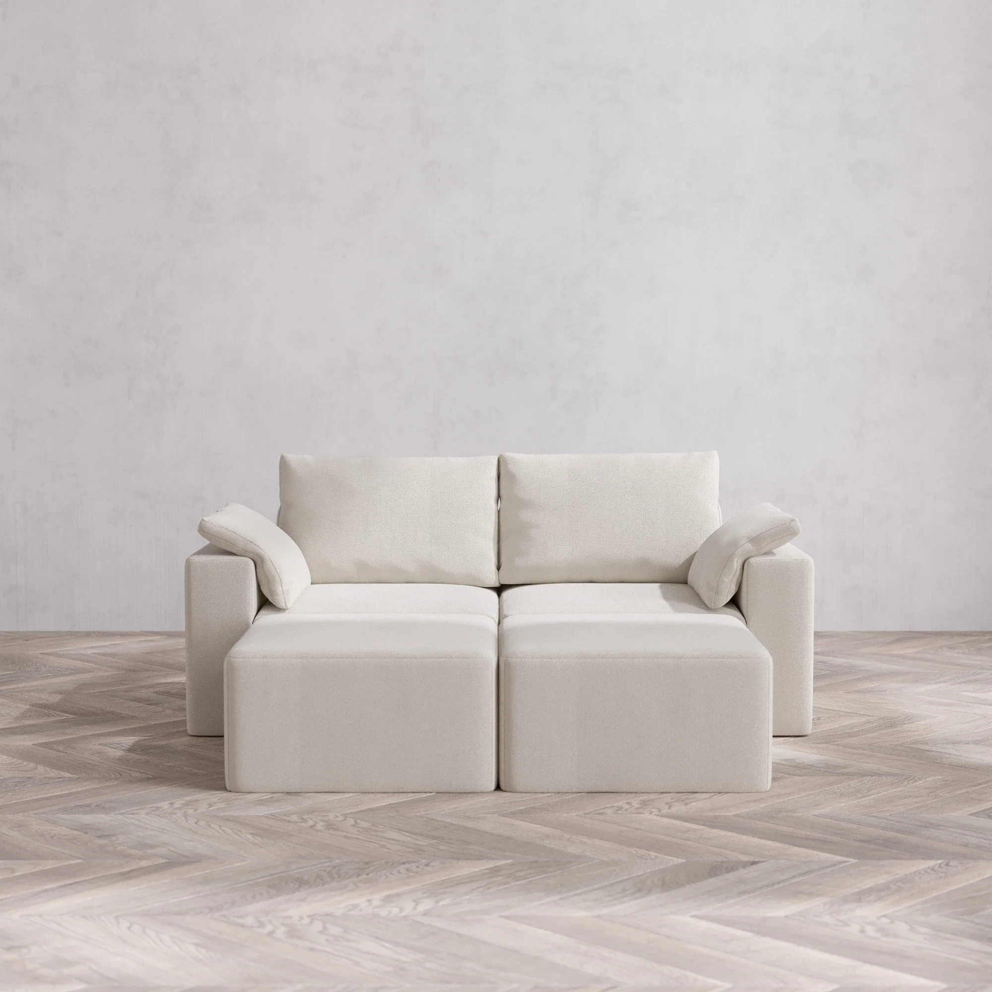 Slipcover Only - Modular Washable 2-Seater Lounge Cloud + Bolster Sofa Sectional in Pearl
