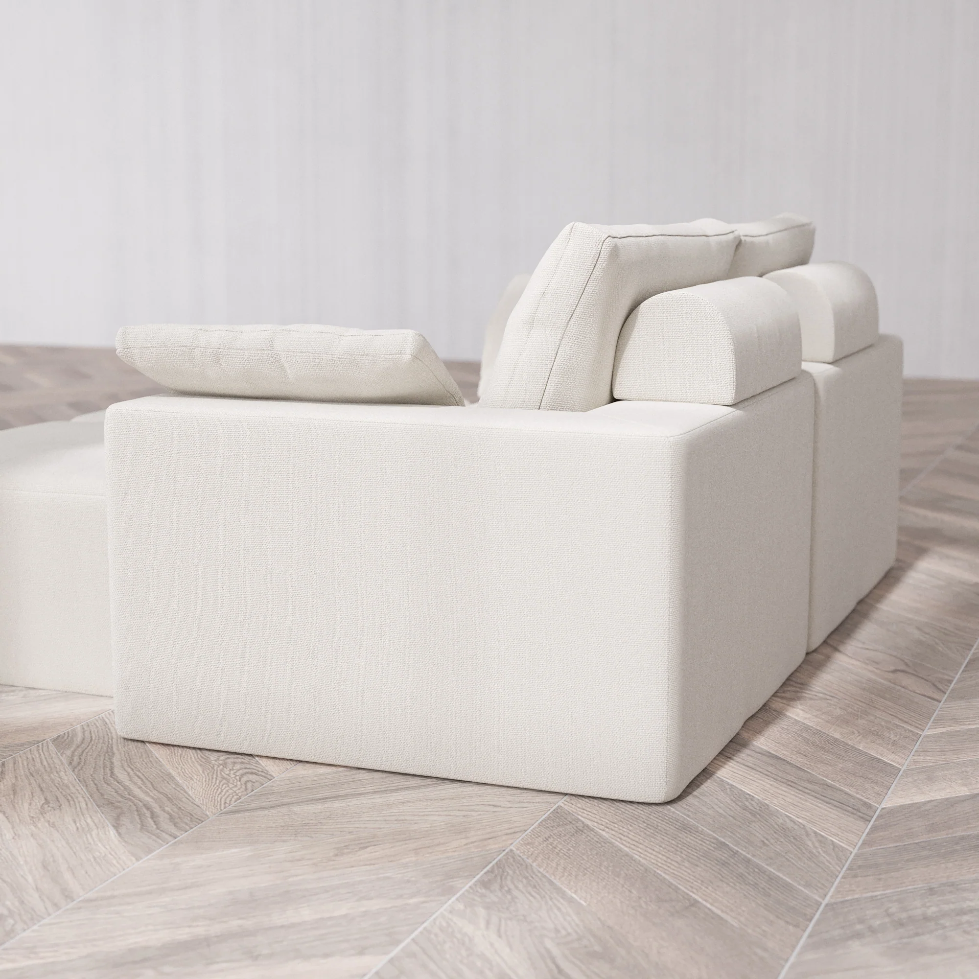 Slipcover Only - Modular Washable 2-Seater Lounge Cloud + Bolster Sofa Sectional in Pearl - Image 5