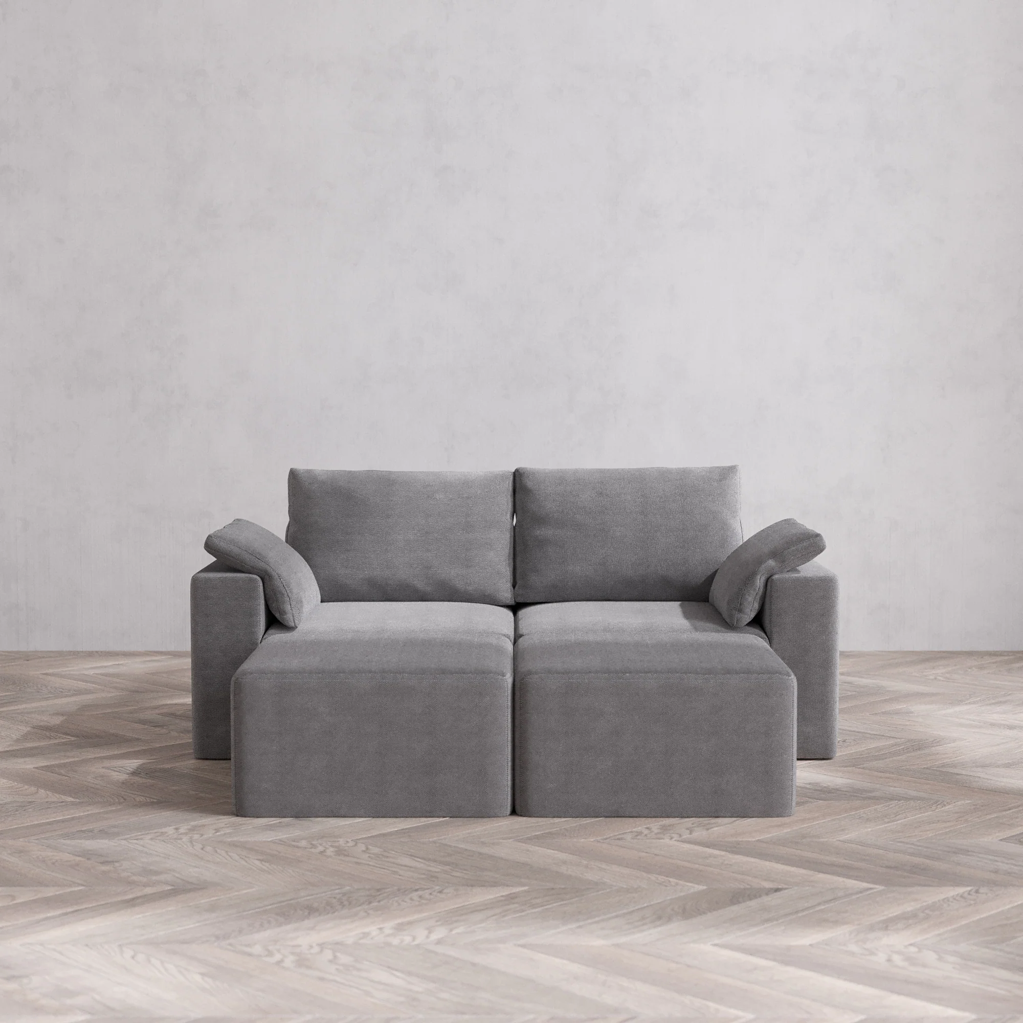 Slipcover Only - Modular Washable 2-Seater Lounge Cloud + Bolster Sofa Sectional in Slate