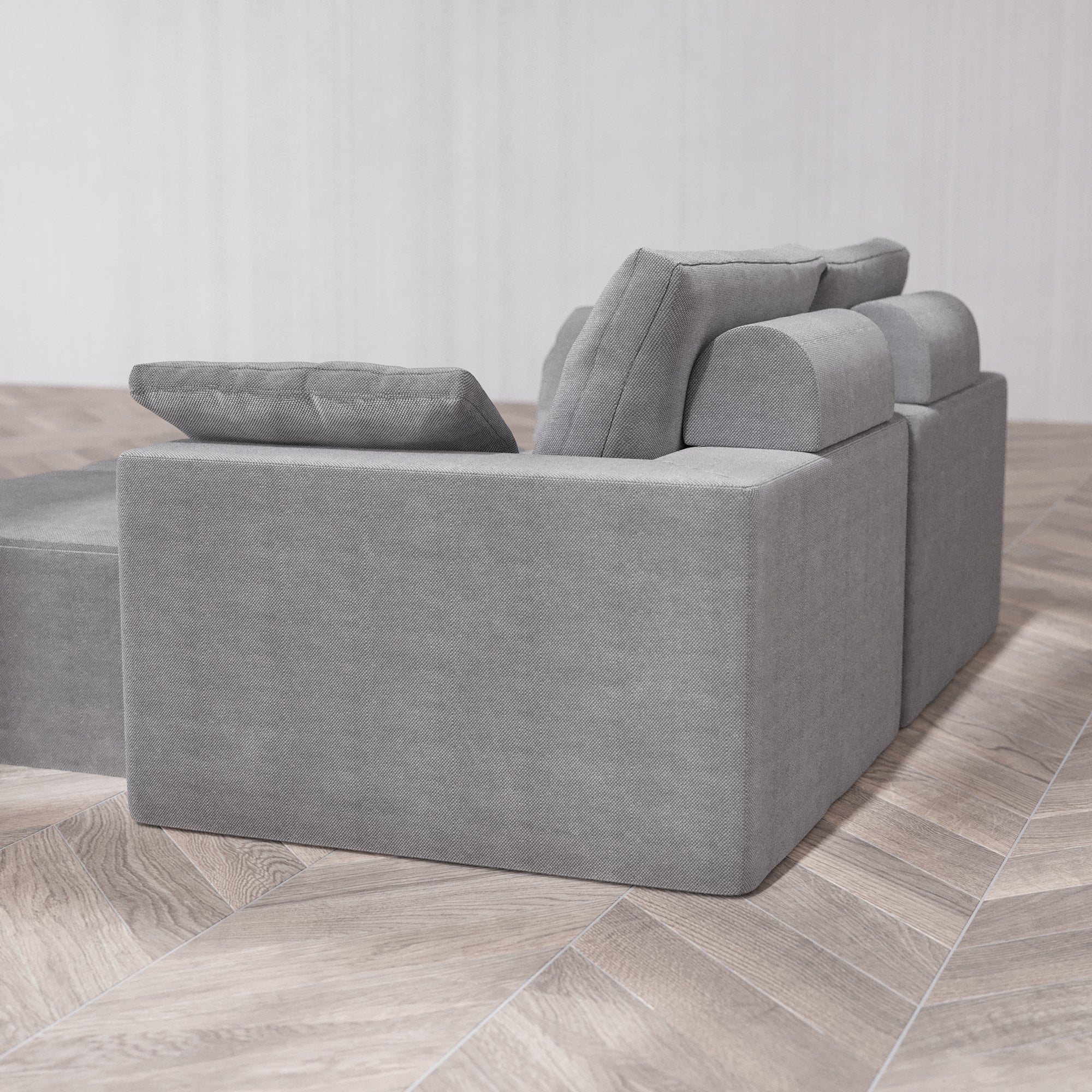 Slipcover Only - Modular Washable 2-Seater Lounge Cloud + Bolster Sofa Sectional in Slate - Image 5